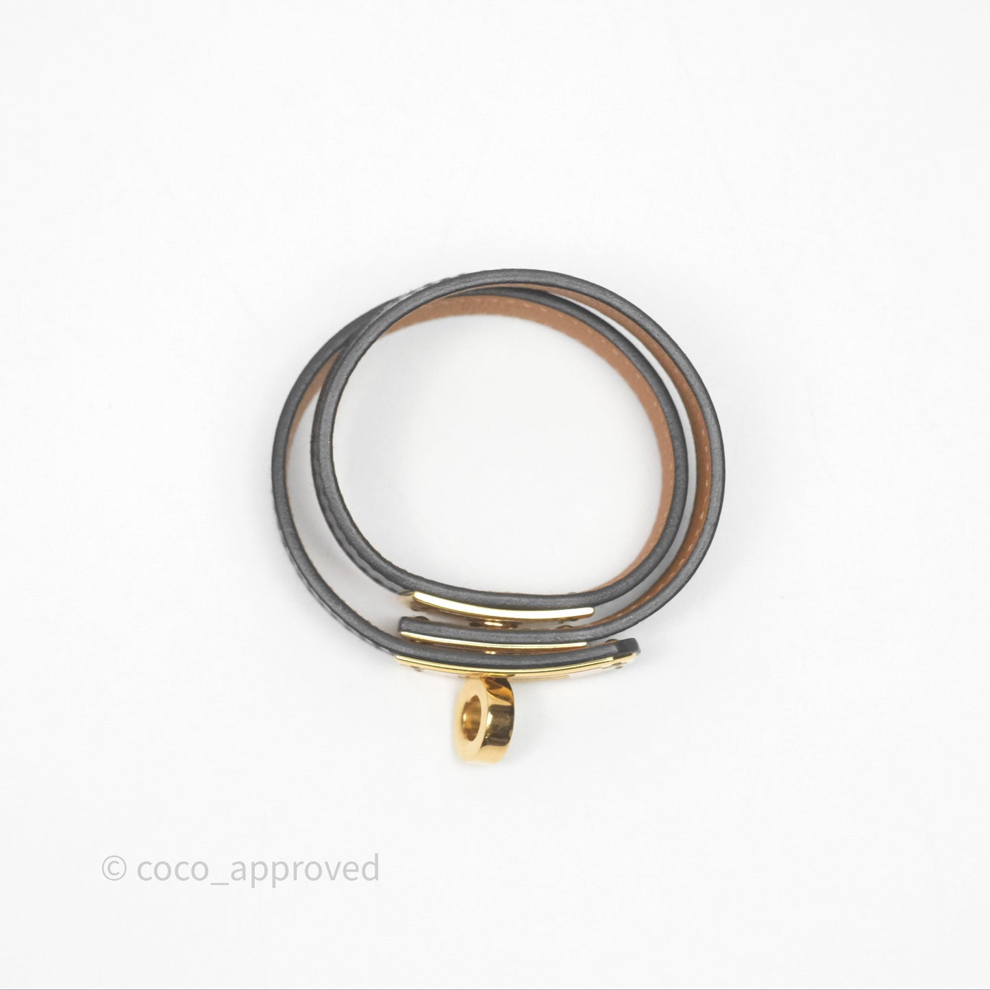 Hermès Kelly Double Tour Box Leather Bracelet Black Gold Hardware