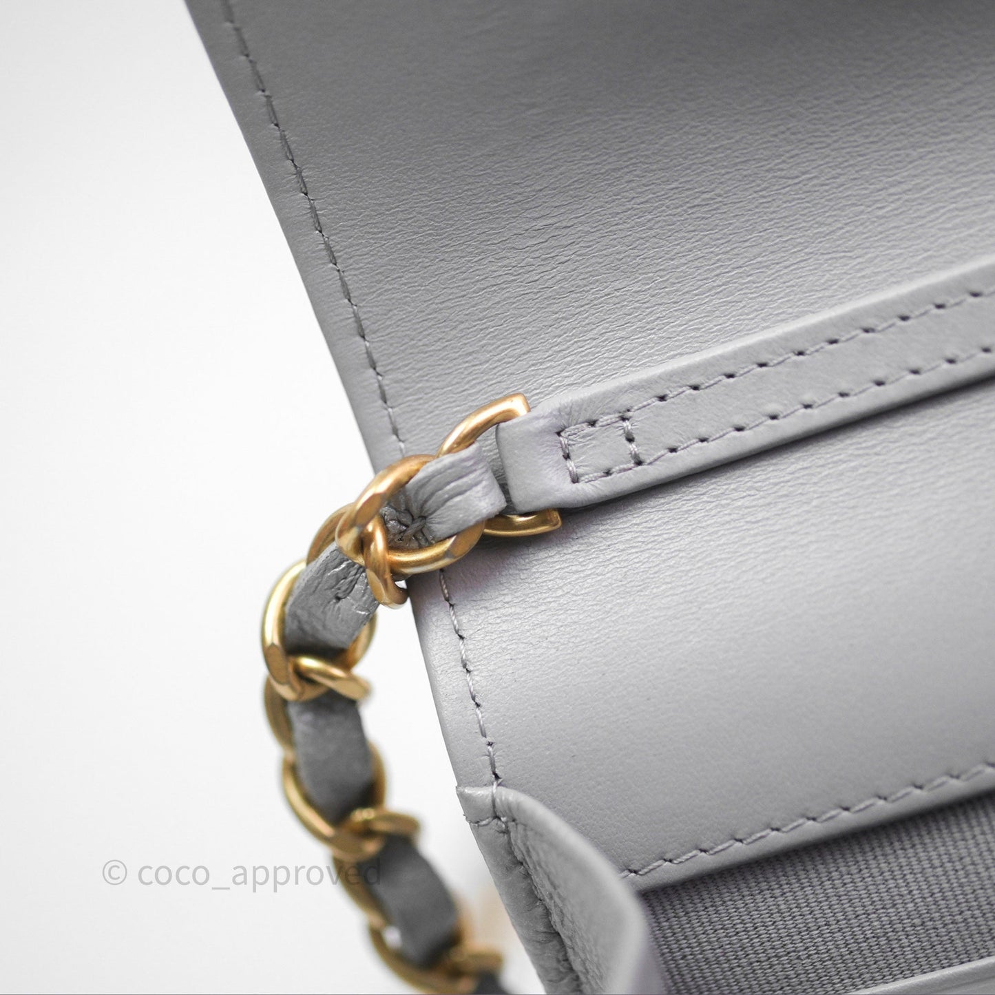 Chanel Wallet On Chain WOC Adjustable CC Chain Grey Caviar Aged Gold Hardware