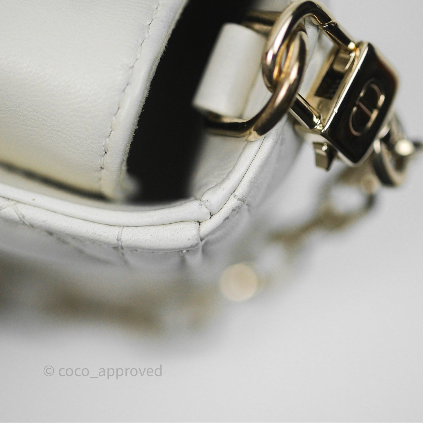 Dior Small Lady D-Joy Bag Ivory White Lambskin Cannage Gold Hardware