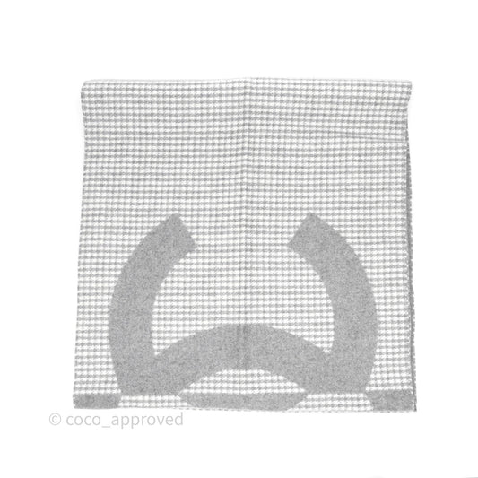 Chanel CC Reversible Cashmere Scarf Grey/ White 23B