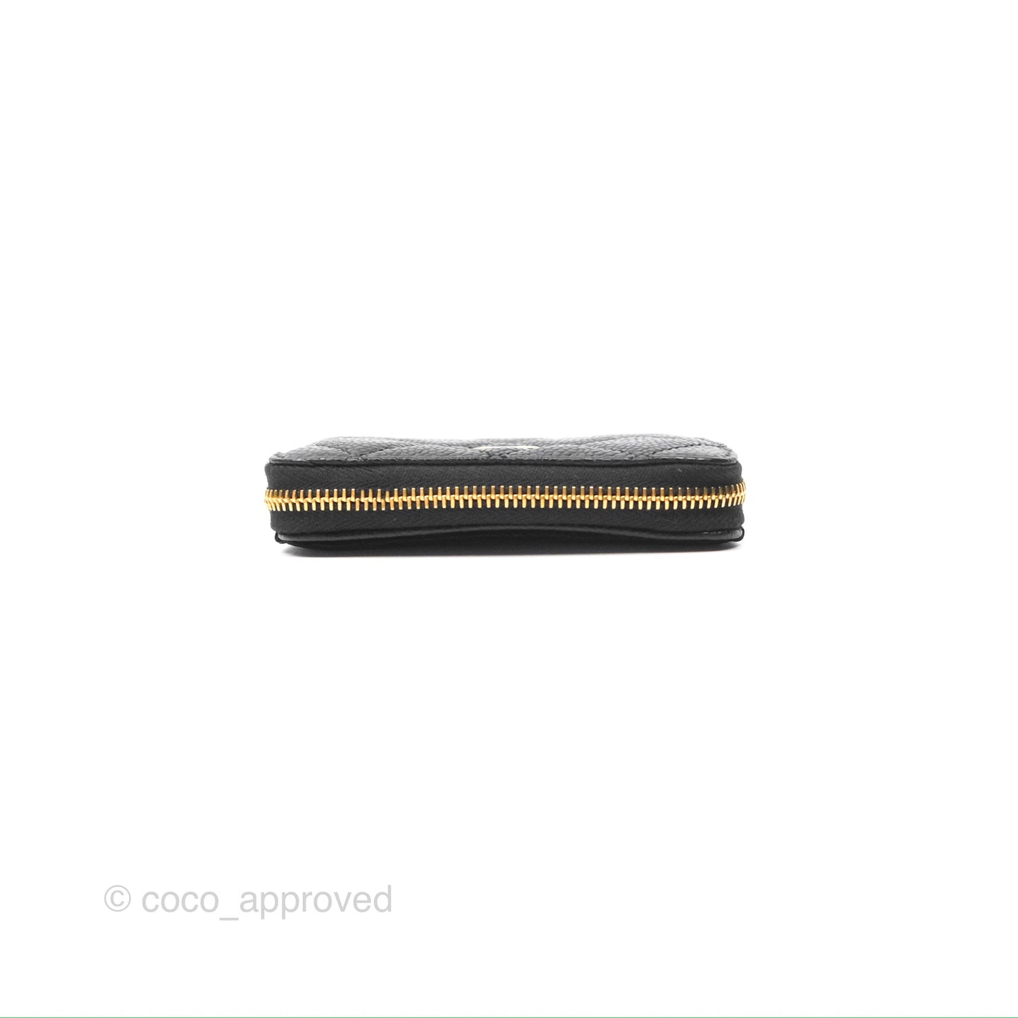 Chanel Quilted Zip Card Holder Black Caviar Gold Hardware