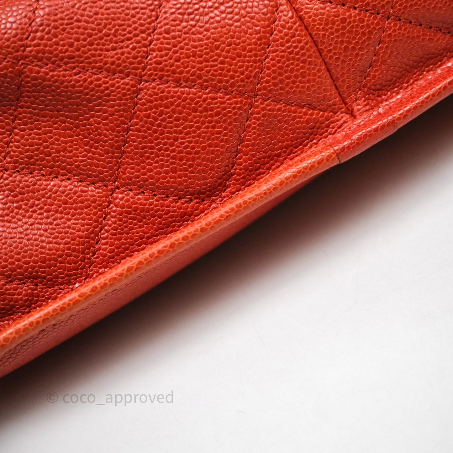 Chanel Flap Bag Caviar Orange Silver Hardware