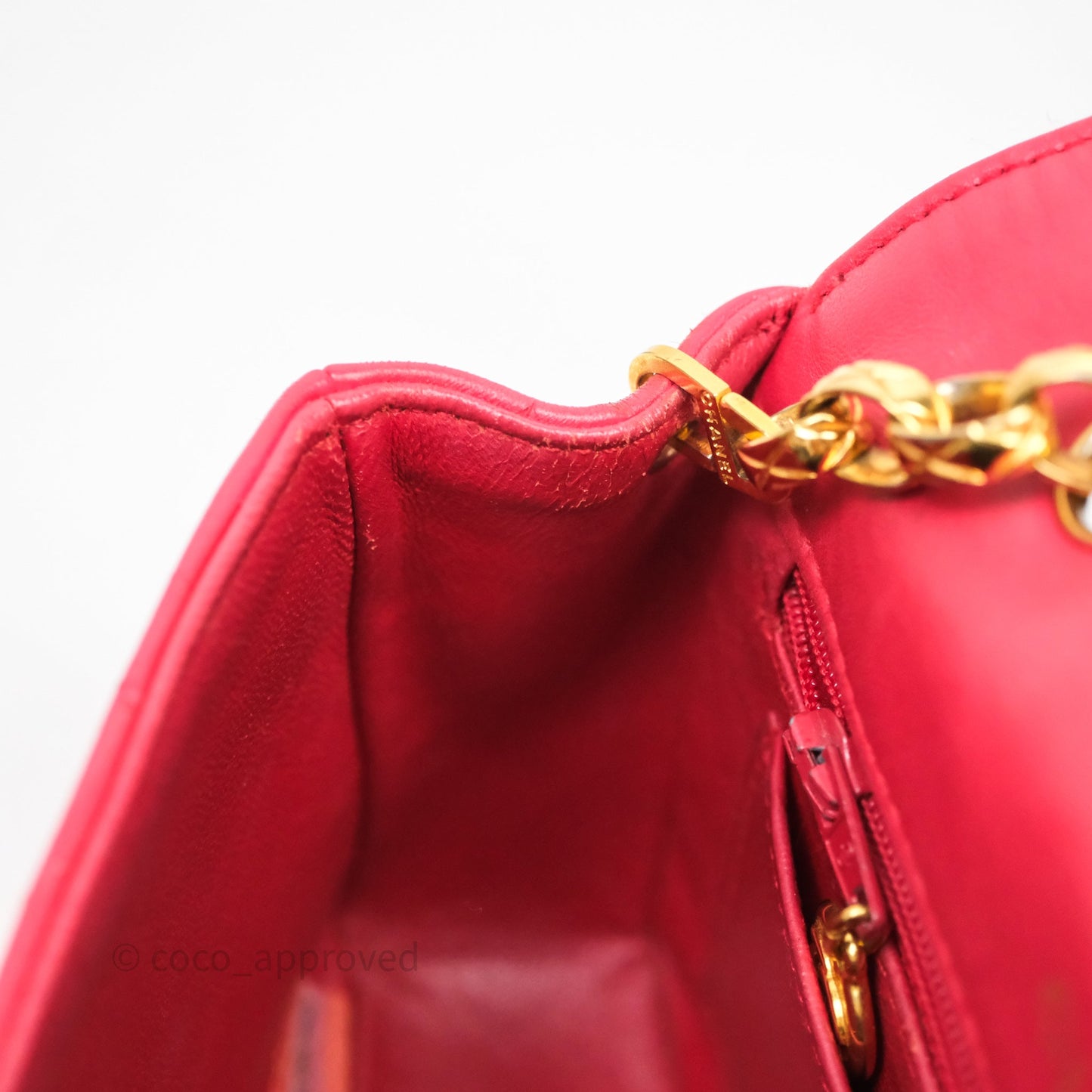 Chanel Vintage Mini Bijoux Chain Flap Bag Red Gold Hardware