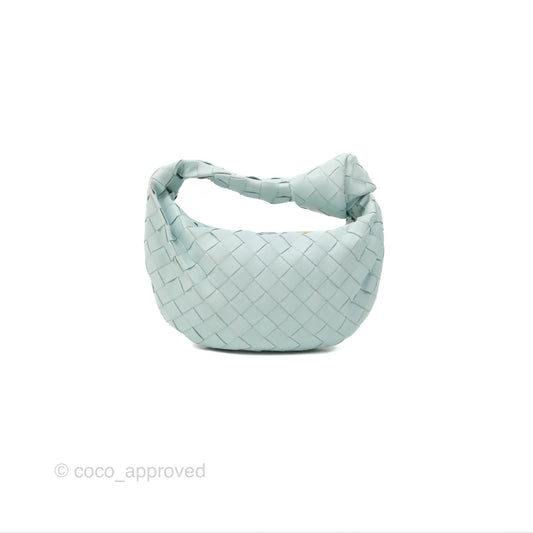 Bottega Veneta Mini Jodie Bag Teal Washed Intrecciato Lambskin