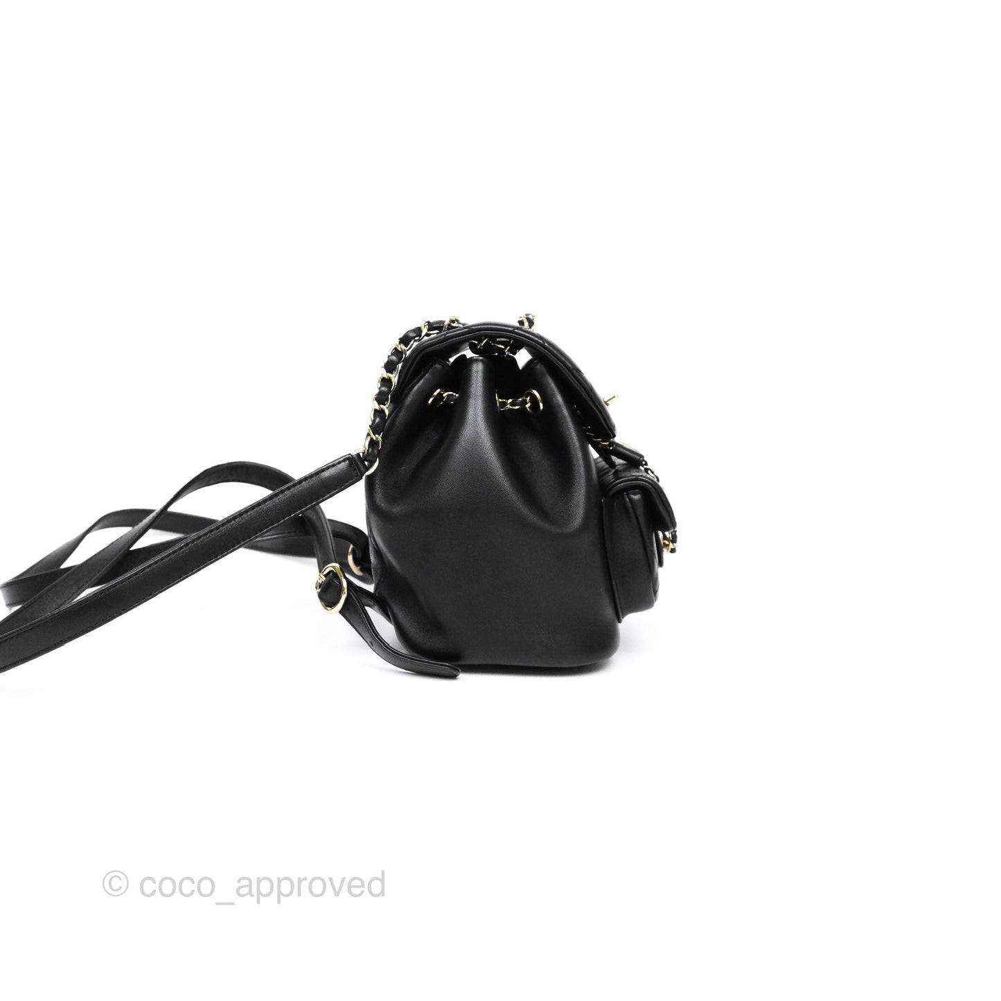 Chanel Small Duma Drawstring Backpack Black Lambskin Gold Hardware
