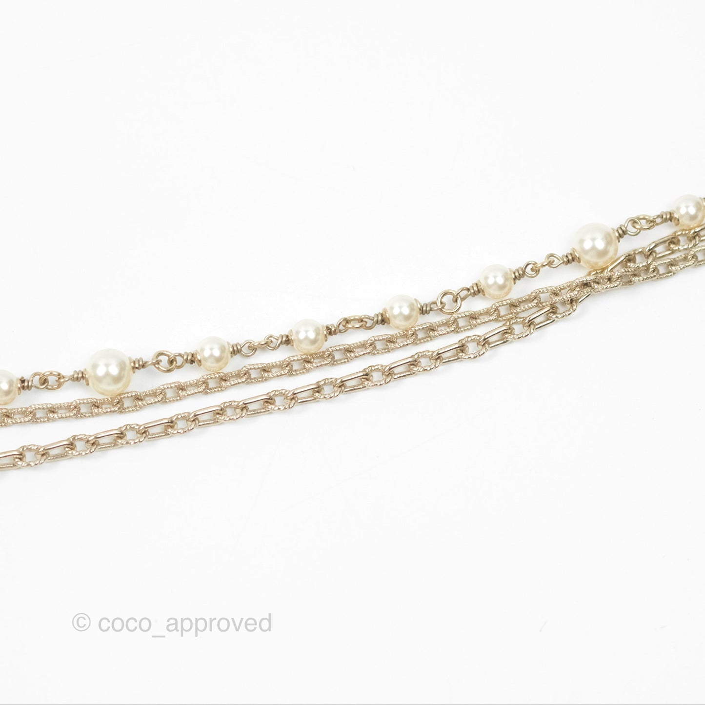 Chanel Purple CC Pearl Chain Long Necklace Gold Tone 15B