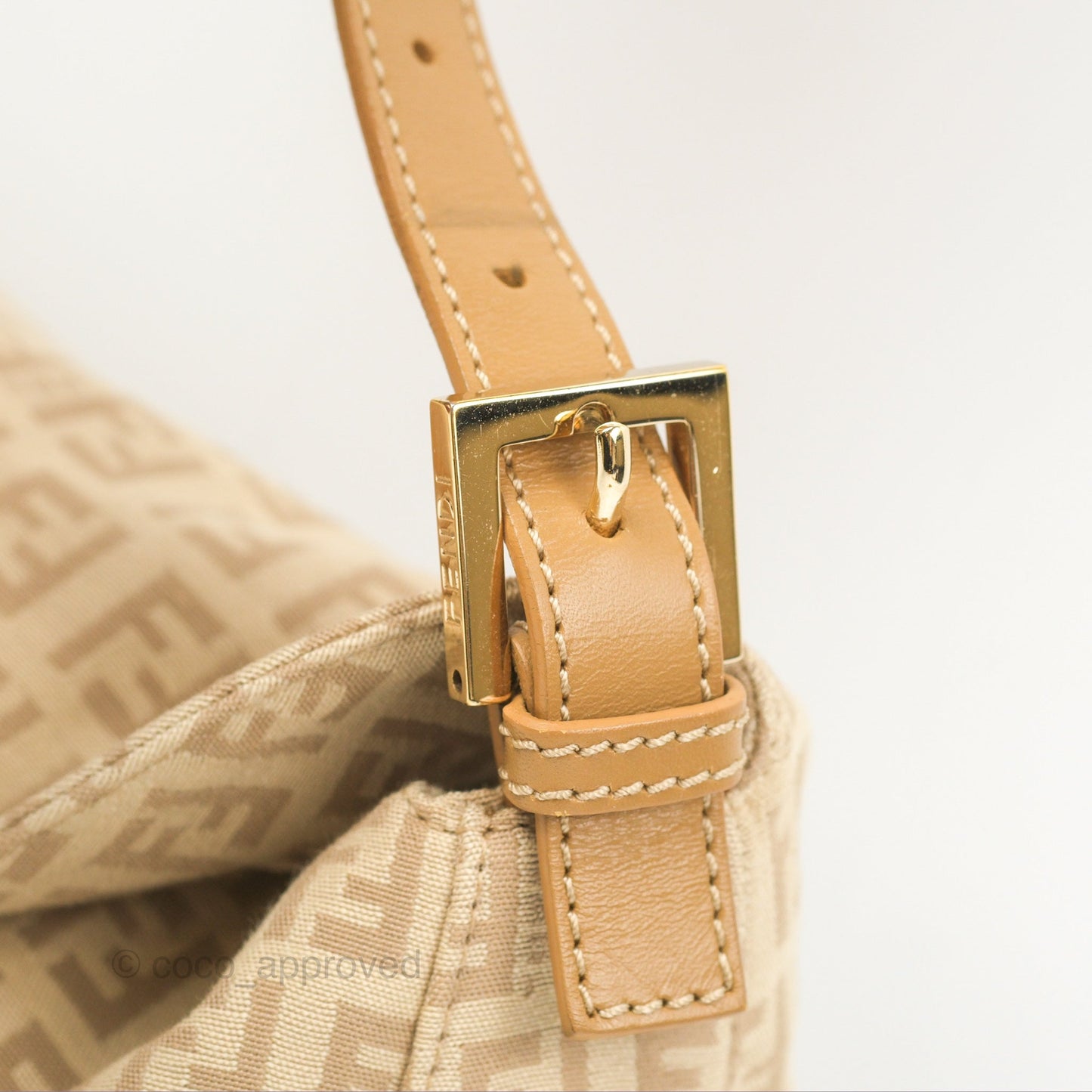 Fendi Vintage Baguette Shoulder Bag Beige Zucchino Canvas