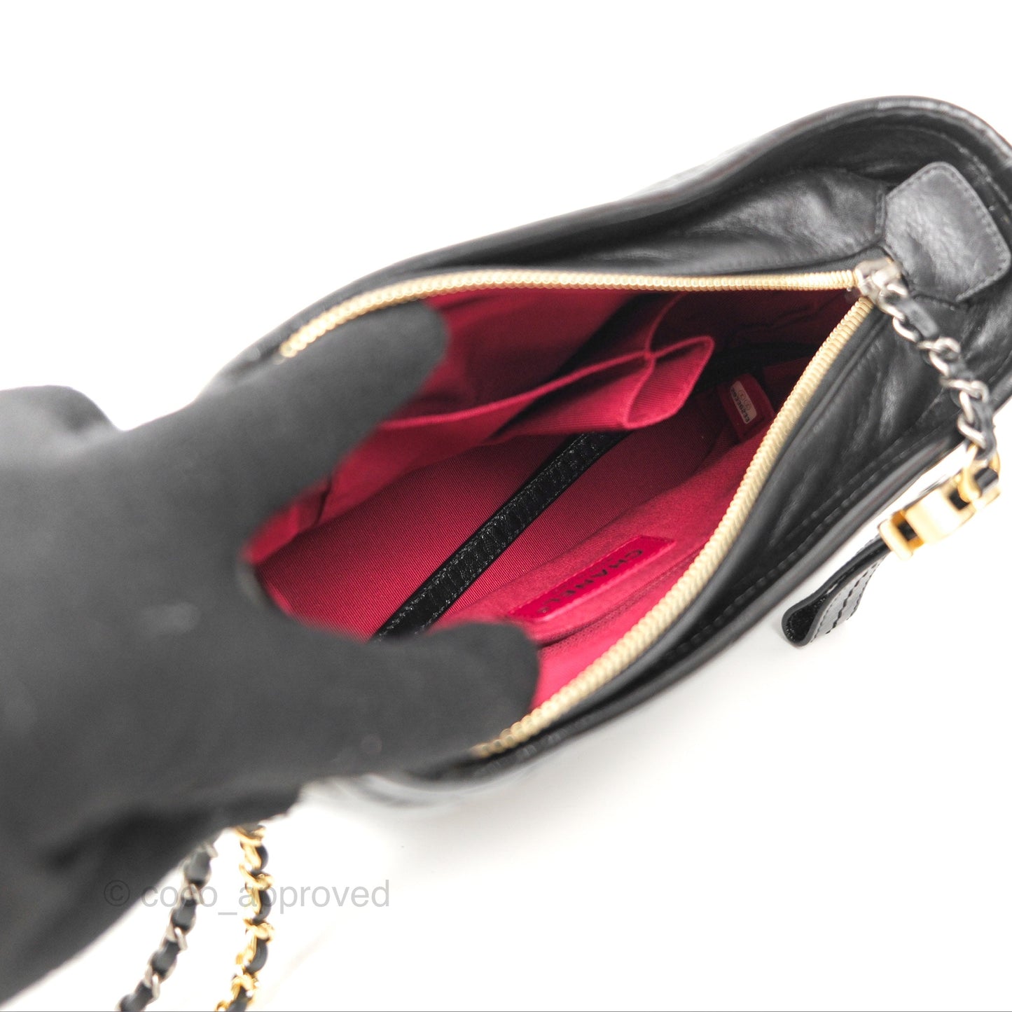 Chanel Chevron Small Gabrielle Hobo Black Aged Calfskin Mixed Hardware