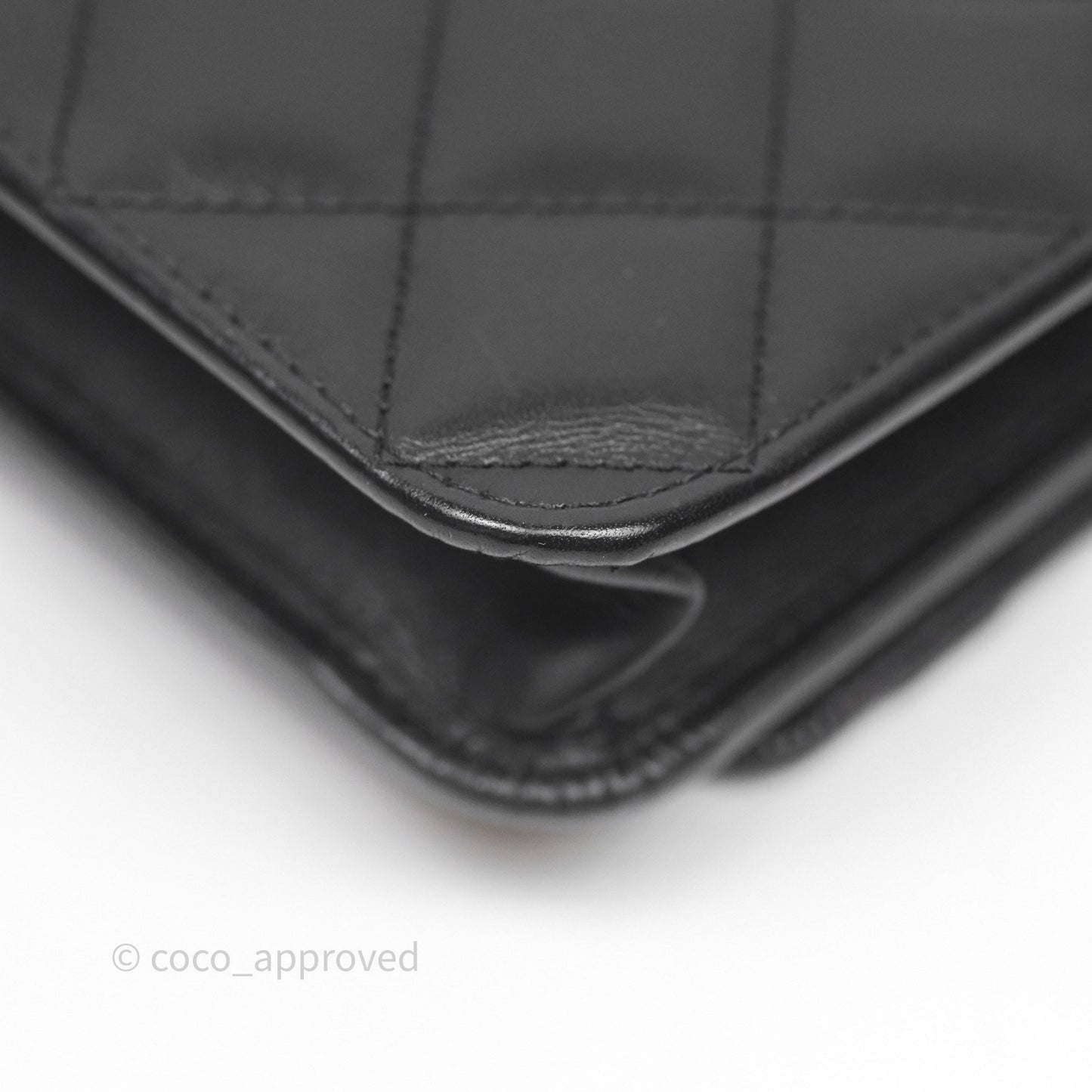 Chanel Quilted Cambon Wallet on Chain WOC Black Calfskin Silver Hardware