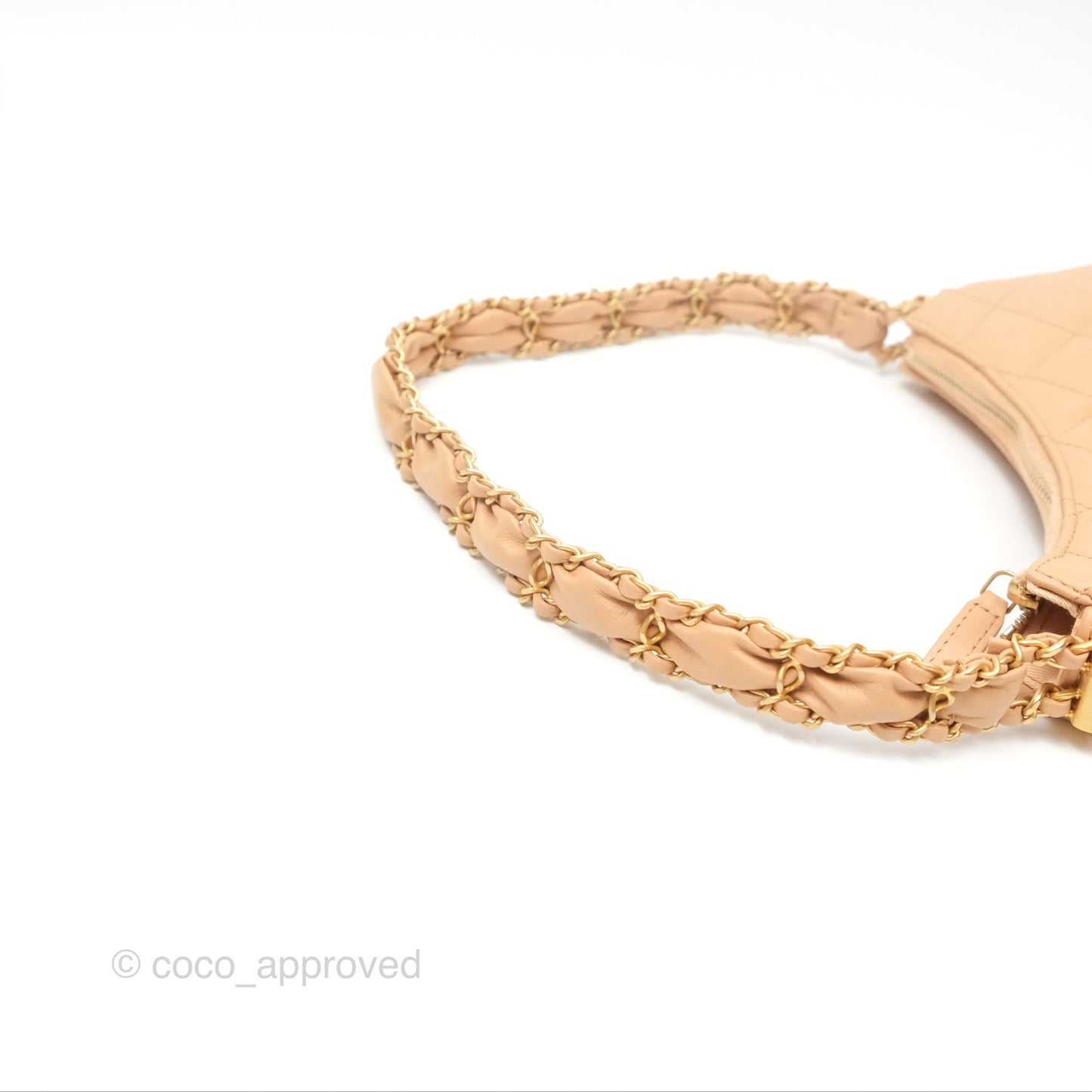 Chanel Small Hobo Bag Beige Aged Calfskin Aged Gold Hardware 23K