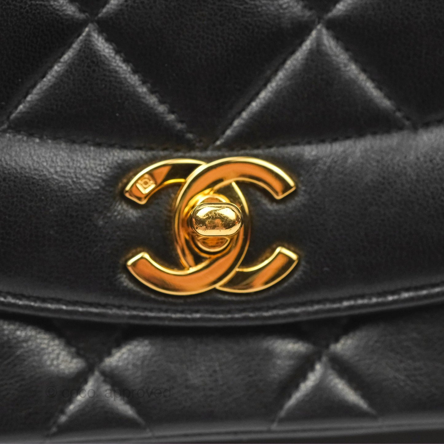 Chanel Vintage Small Quilted Classic Diana Flap Bag Black Lambskin 24K Gold Hardware