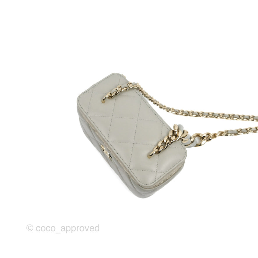 Chanel Vanity with Resin Chain Grey Lambskin Gold Hardware