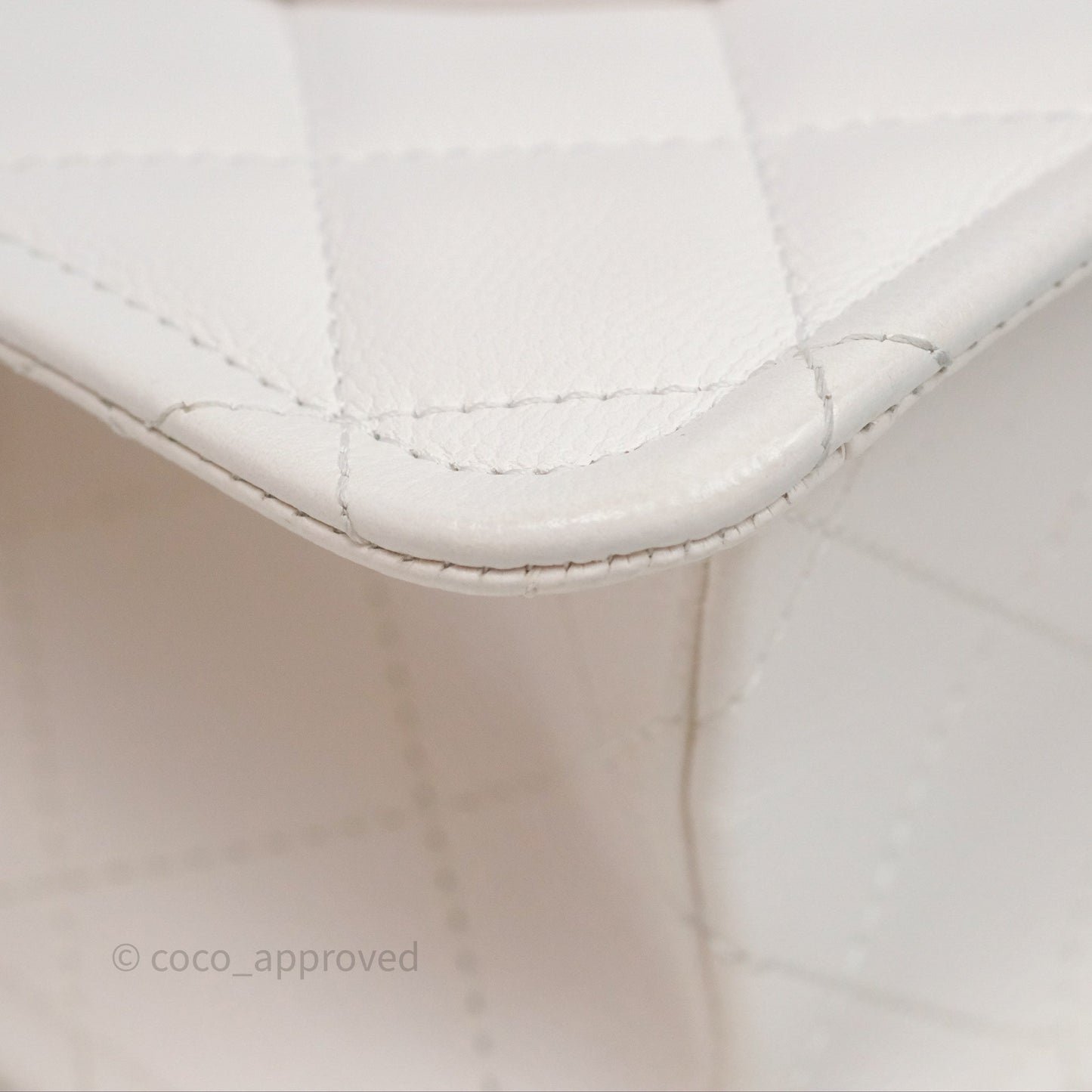 Chanel Large Quilted Sweet Classic Flap White Caviar Aged Gold Hardware