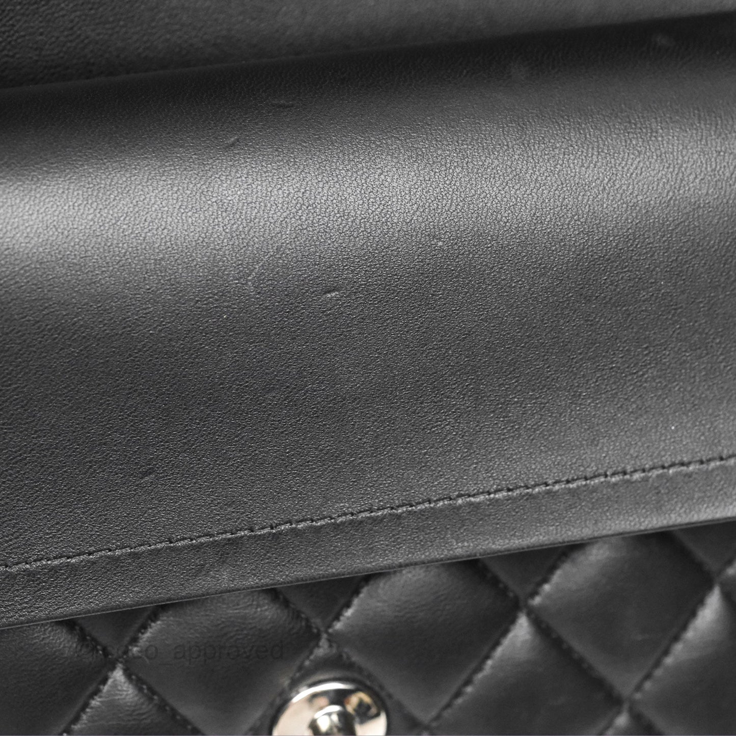 Chanel Classic M/L Medium Flap Quilted Black Lambskin Silver Hardware
