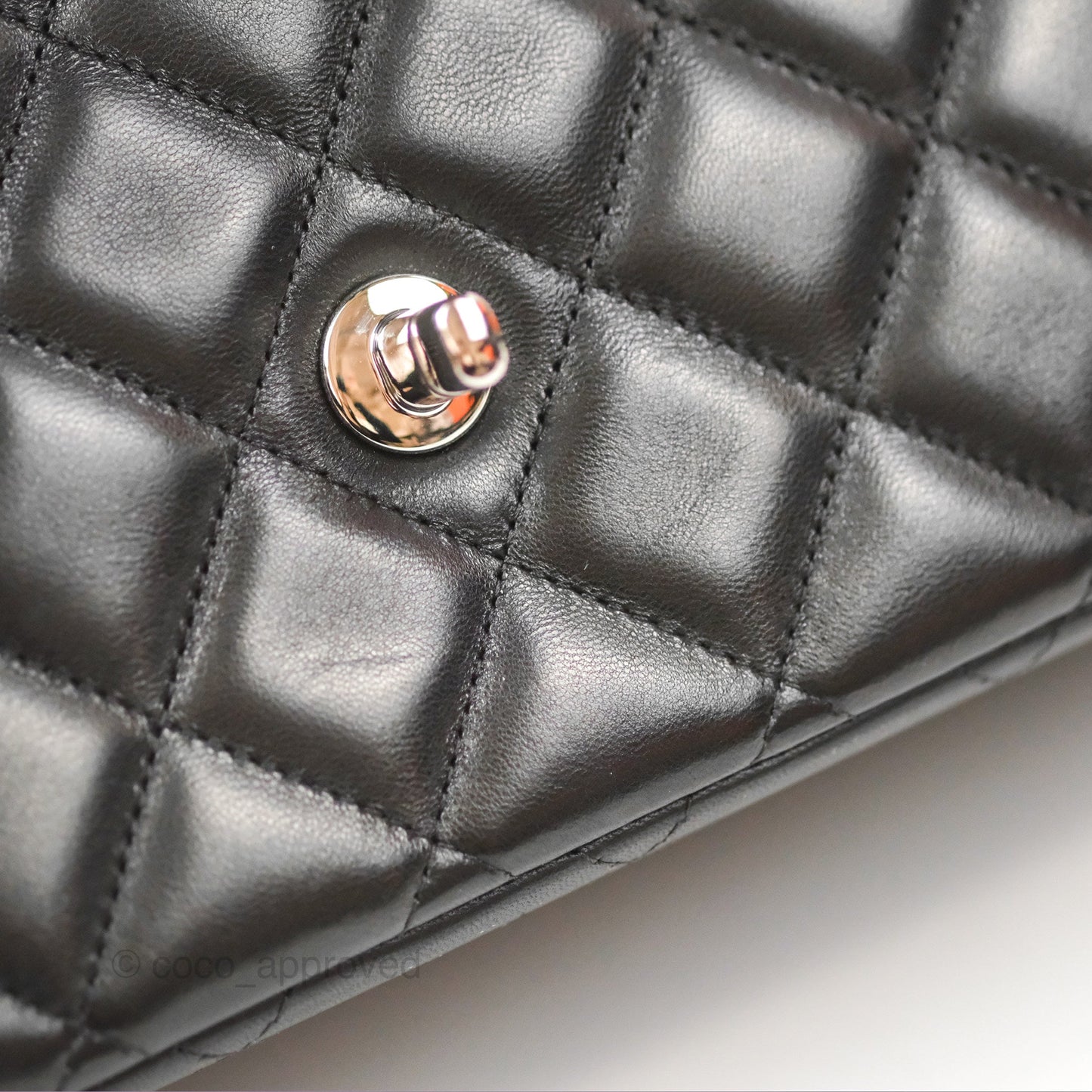 Chanel Quilted Maxi Double Flap Black Lambskin Silver Hardware