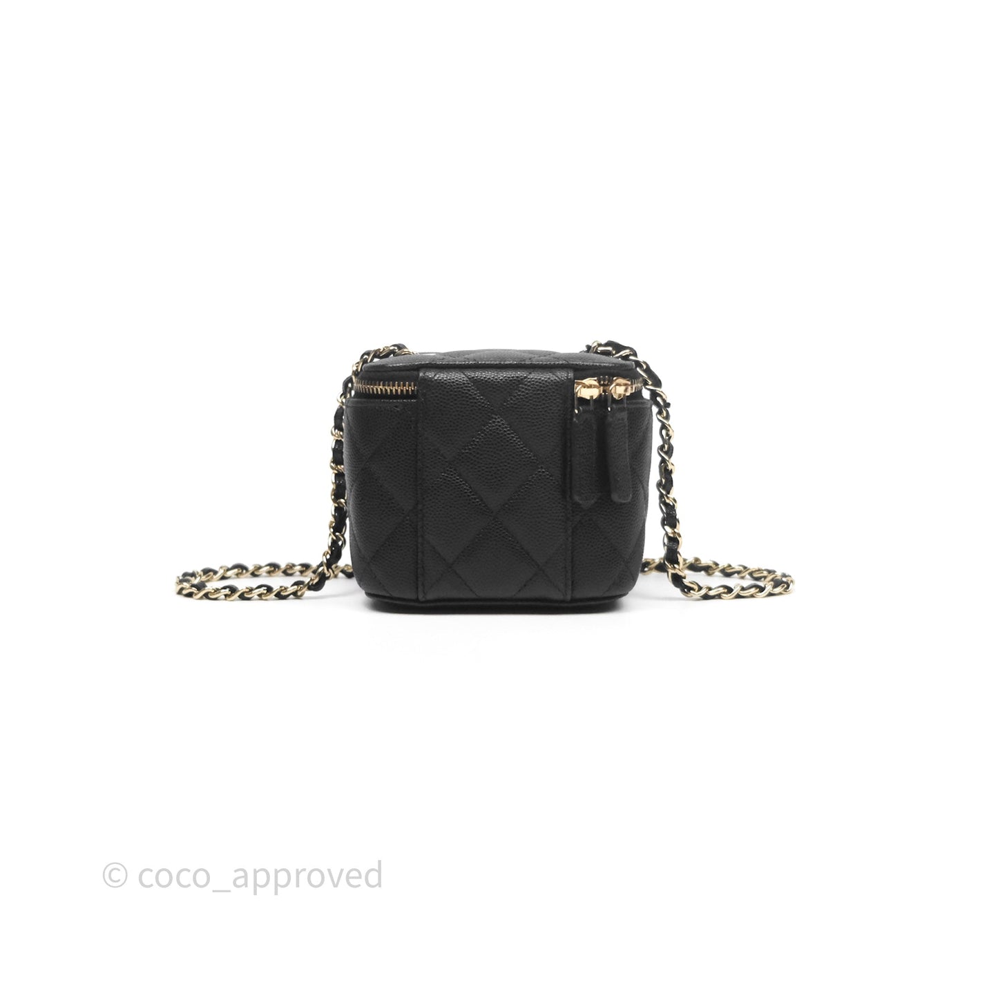 Chanel Mini Vanity With Chain Black Caviar Gold Hardware