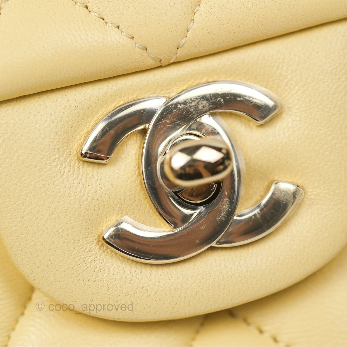 Chanel Classic M/L Medium Flap Quilted Yellow Lambskin Gold Hardware