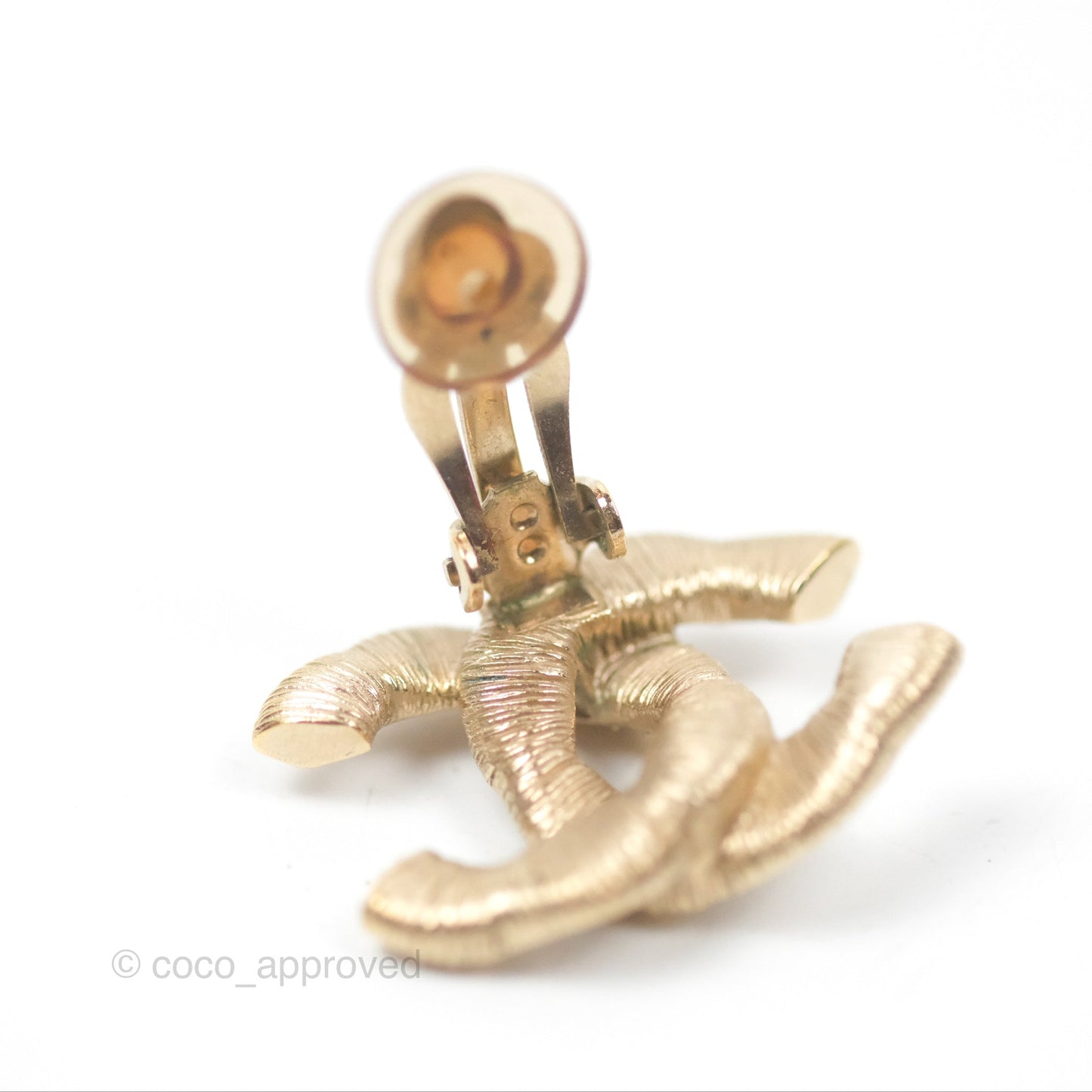 Chanel CC Pink Crystal Ear Clips Gold Tone 16C
