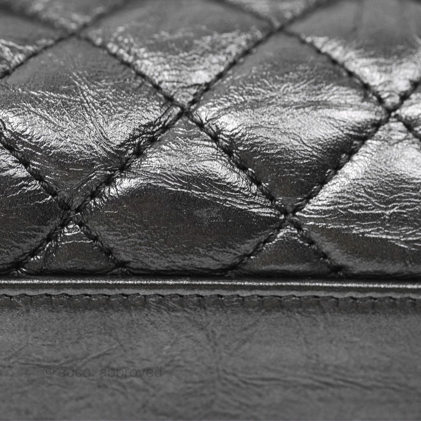 Chanel Medium Coco Handle Quilted Aged Calfskin Iridescent Dark Grey So Black Hardware