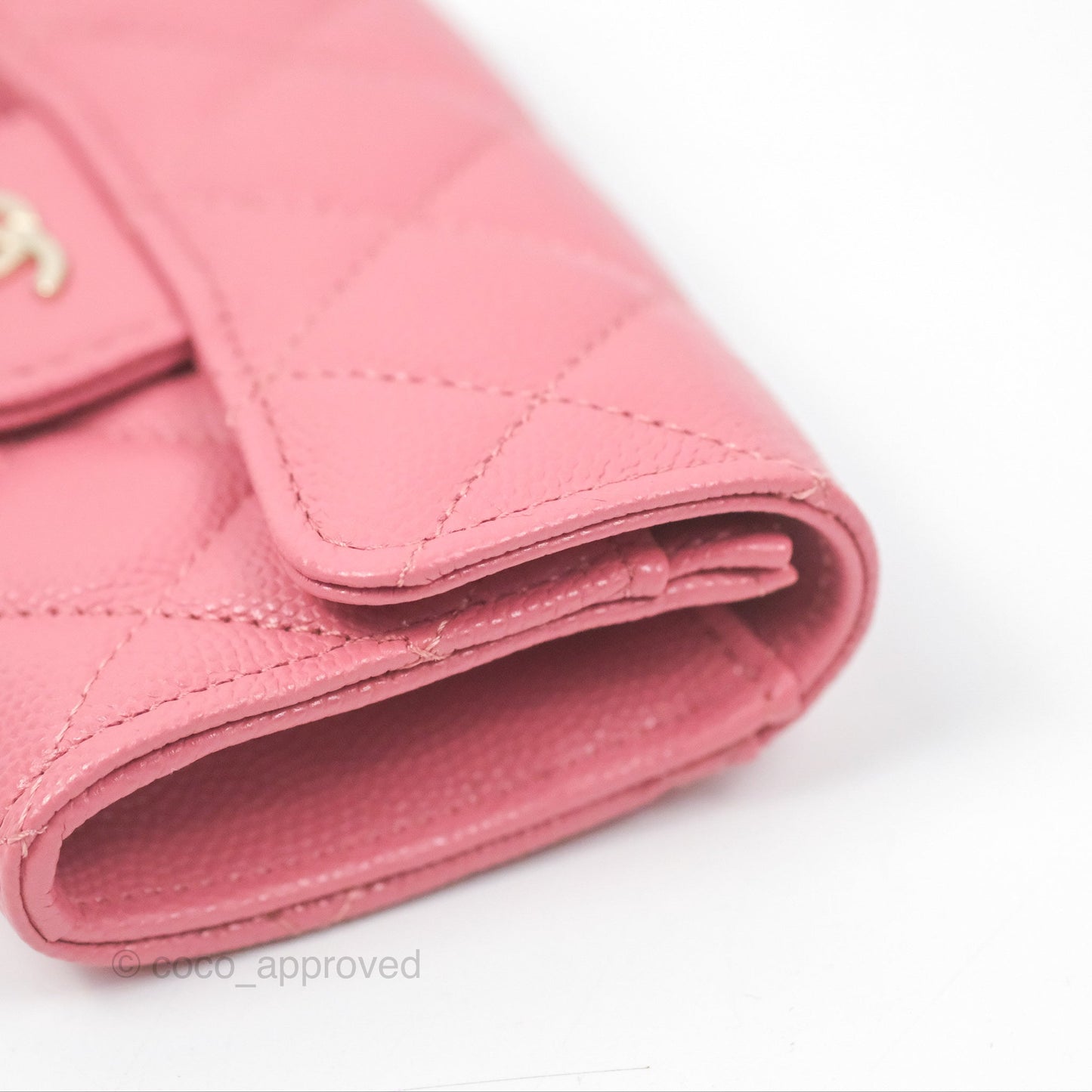 Chanel Quilted Flap Card Holder Pink Caviar Gold Hardware