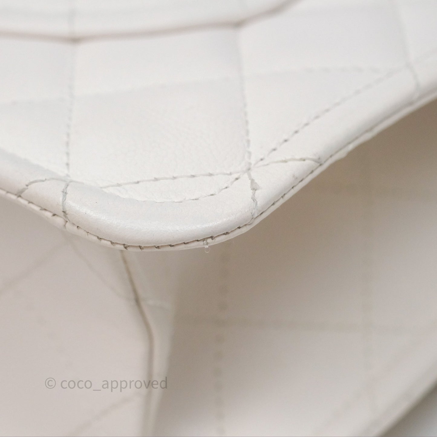 Chanel Large Quilted Sweet Classic Flap White Caviar Aged Gold Hardware