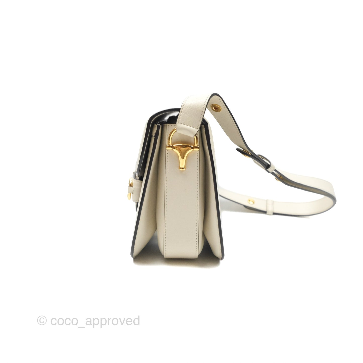 Gucci Horsebit 1955 GG Supreme Canvas White Shoulder Bag Gold Hardware