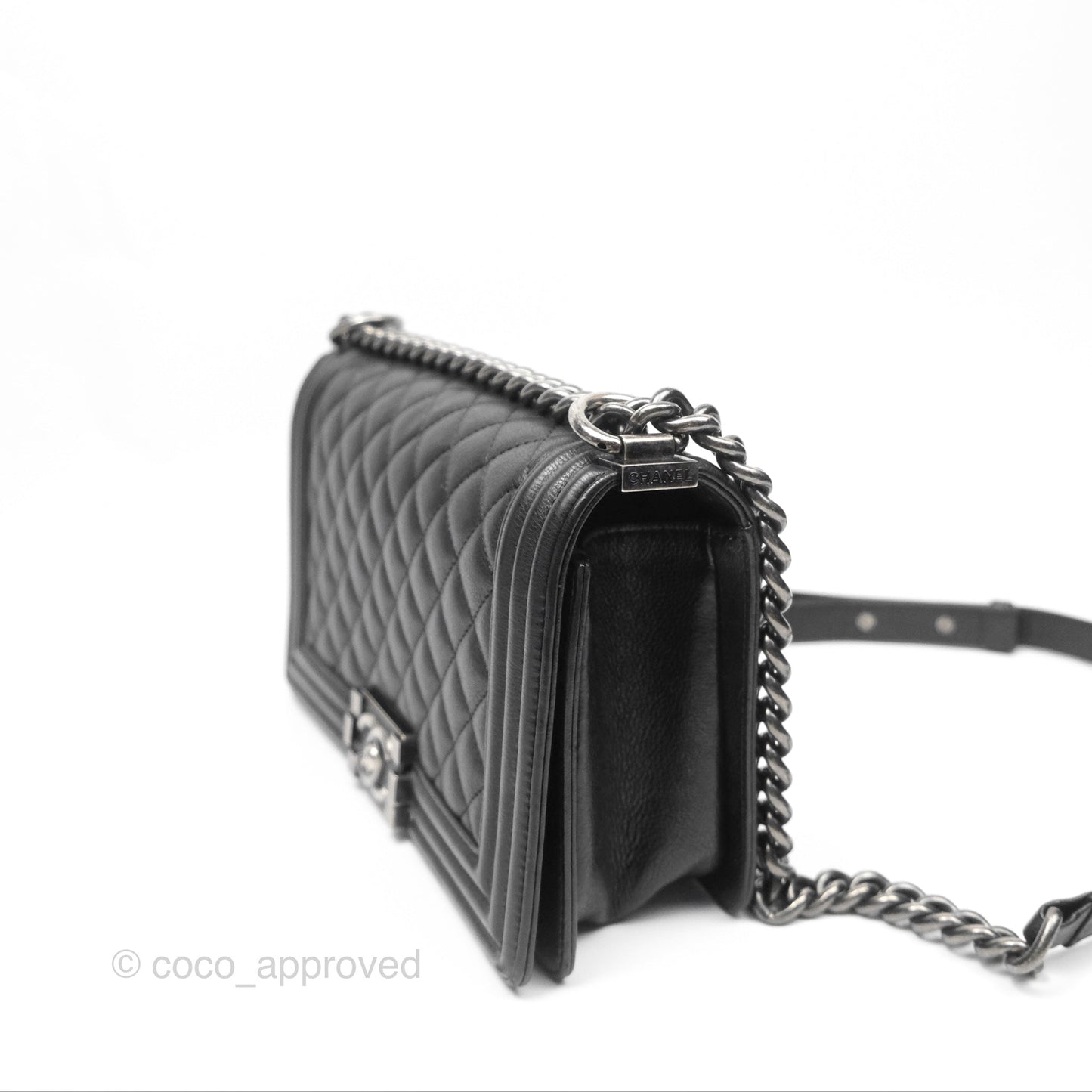 Chanel Medium Boy Quilted Black Calfskin Ruthenium Hardware