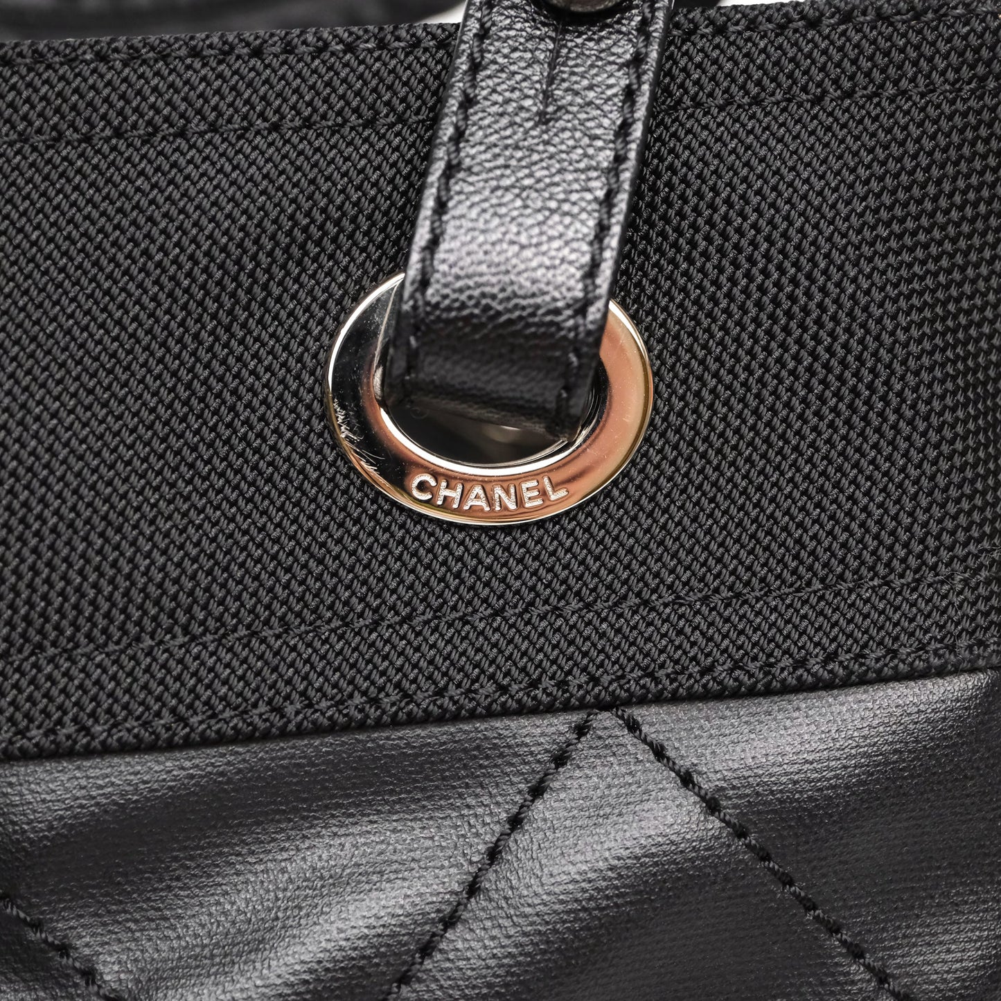 Chanel Quilted Paris Biarritz Tote PM Black Coated Canvas