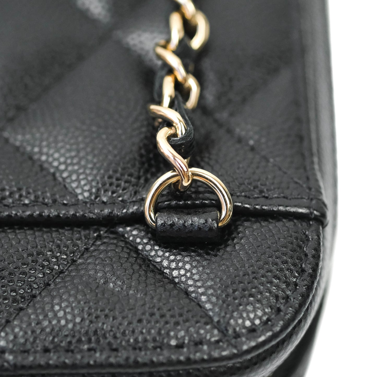 Chanel Quilted Classic Clutch With Chain Black Caviar Light Gold Hardware