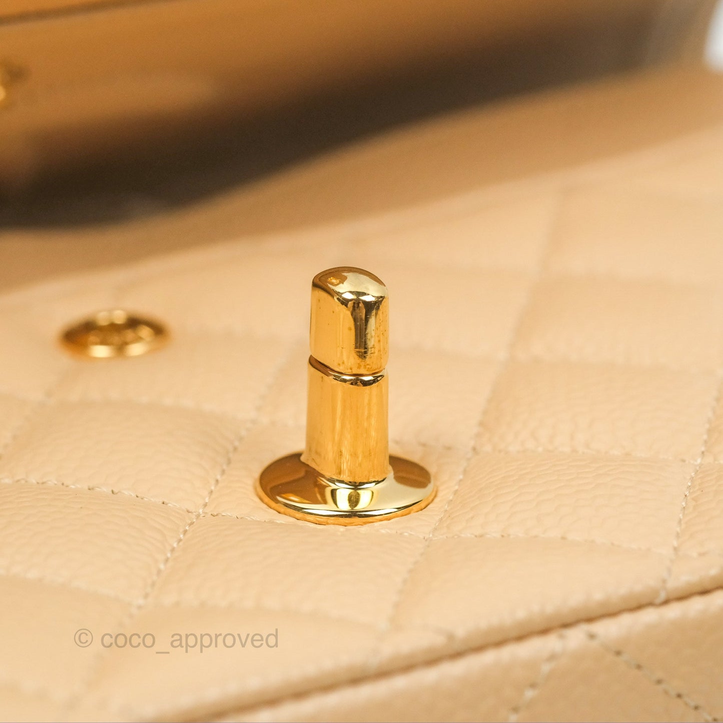 Chanel Classic M/L Medium Flap Quilted Beige Caviar Gold Hardware
