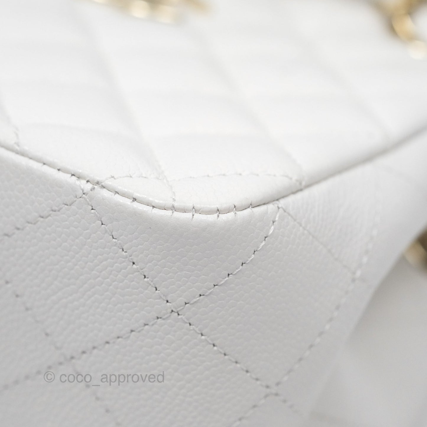 Chanel Mini Bucket Tote White Caviar Gold Hardware 22S