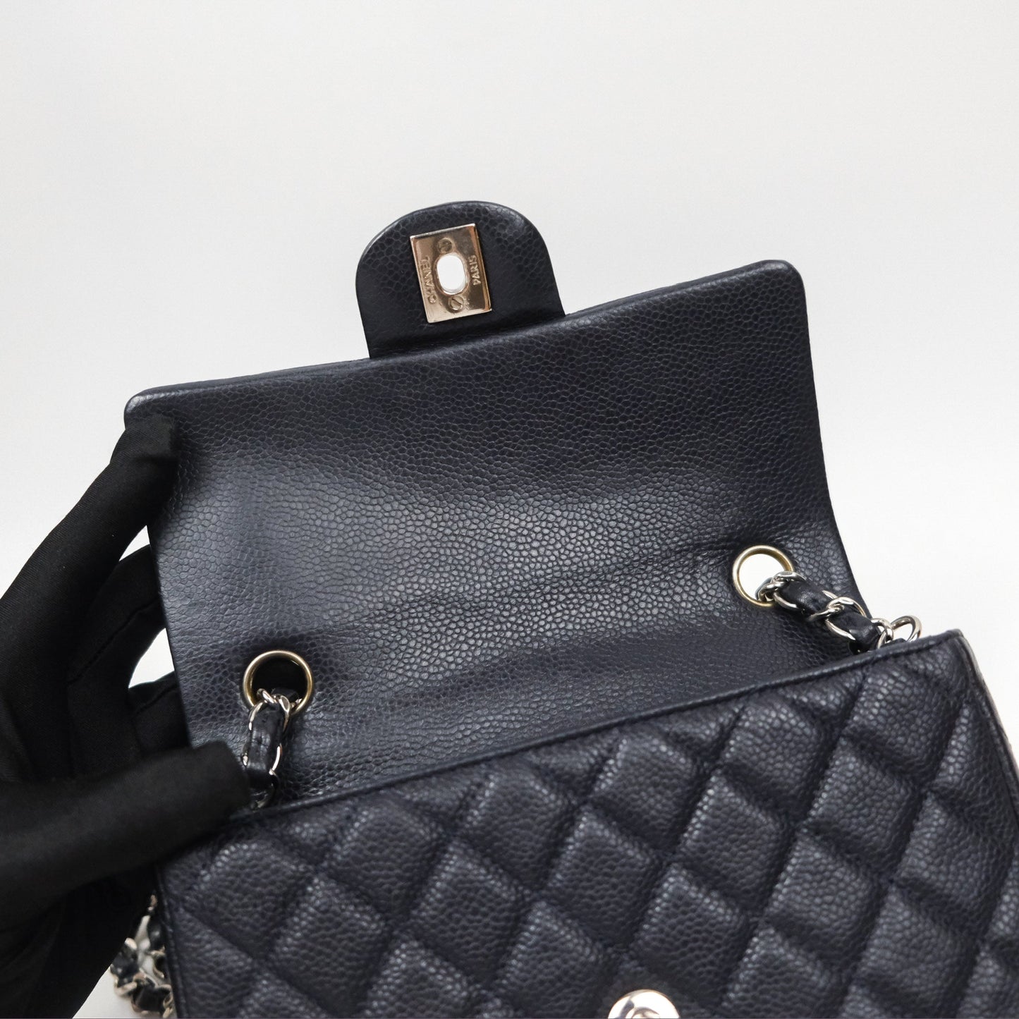 Chanel Mini Rectangular Quilted Dark Navy Caviar Silver Hardware