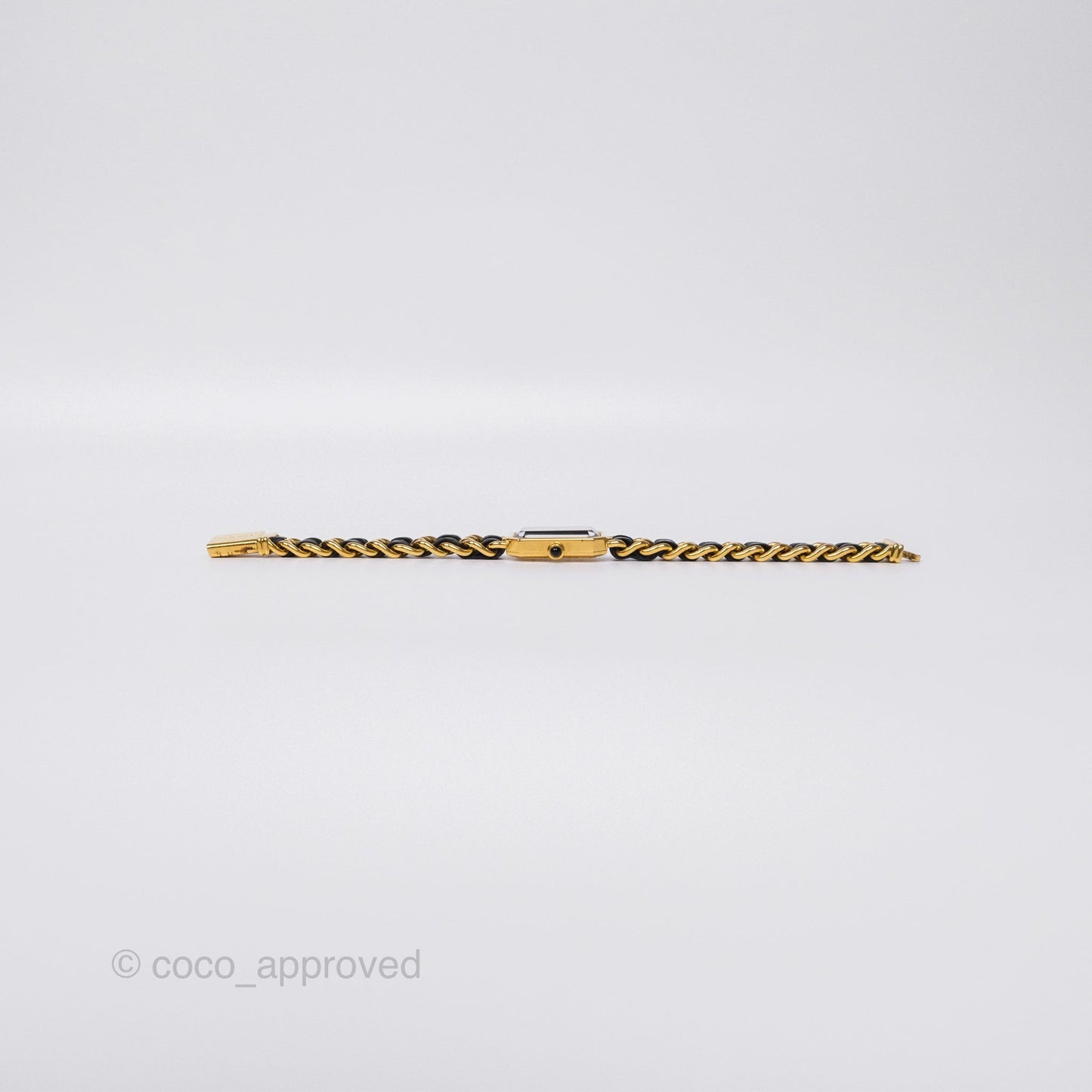 Chanel Vintage Première Watch Black Leather Gold Plated Size L