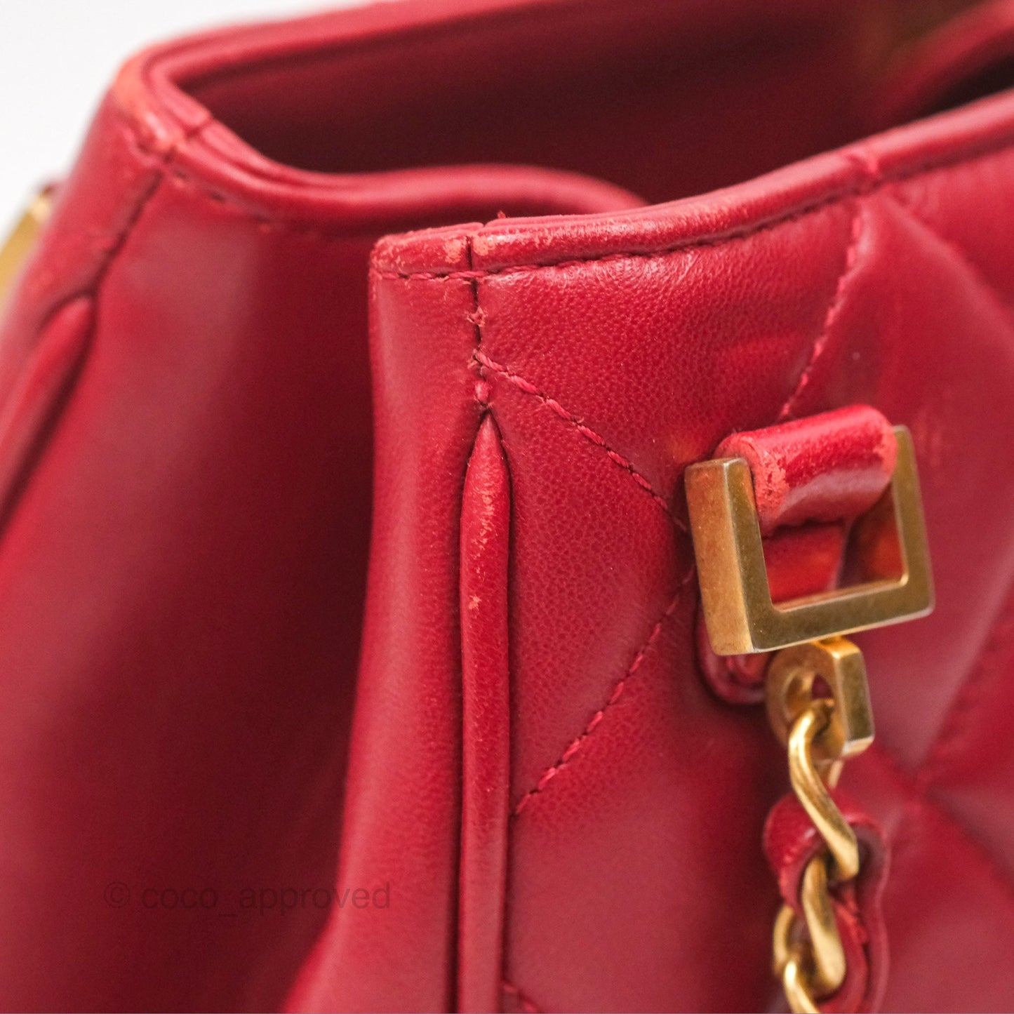 Chanel Tote Bag Red Lambskin Aged Gold Hardware