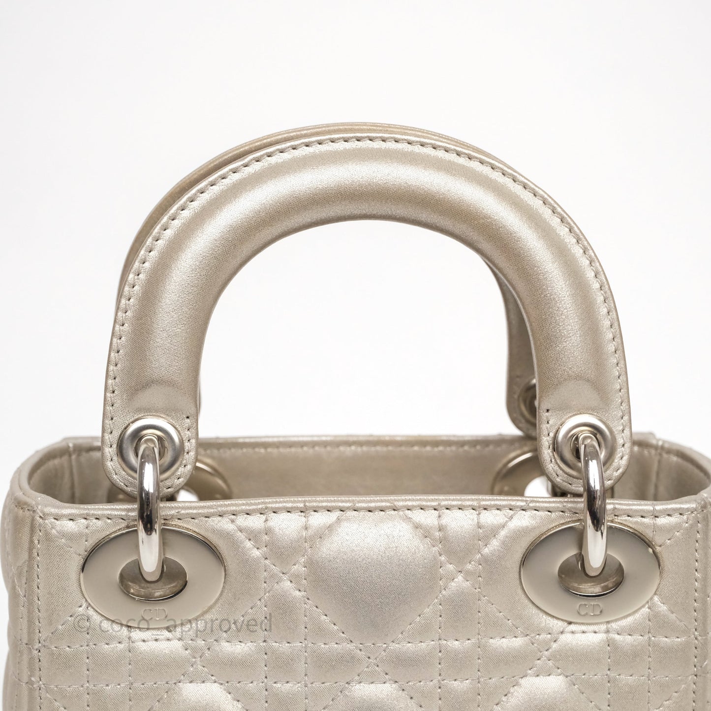 Christian Dior Mini Lady Dior Metallic Silver Nubuck Silver Hardware