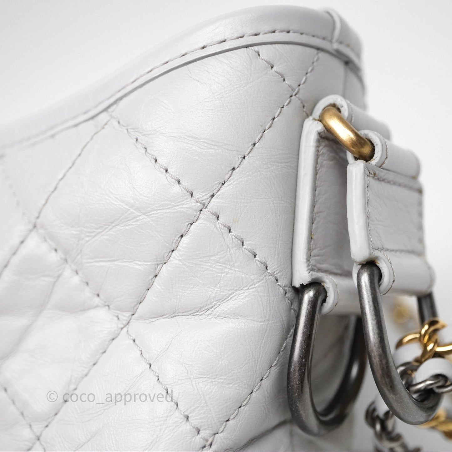 Chanel Small Gabrielle Hobo Quilted Grey Aged Calfskin