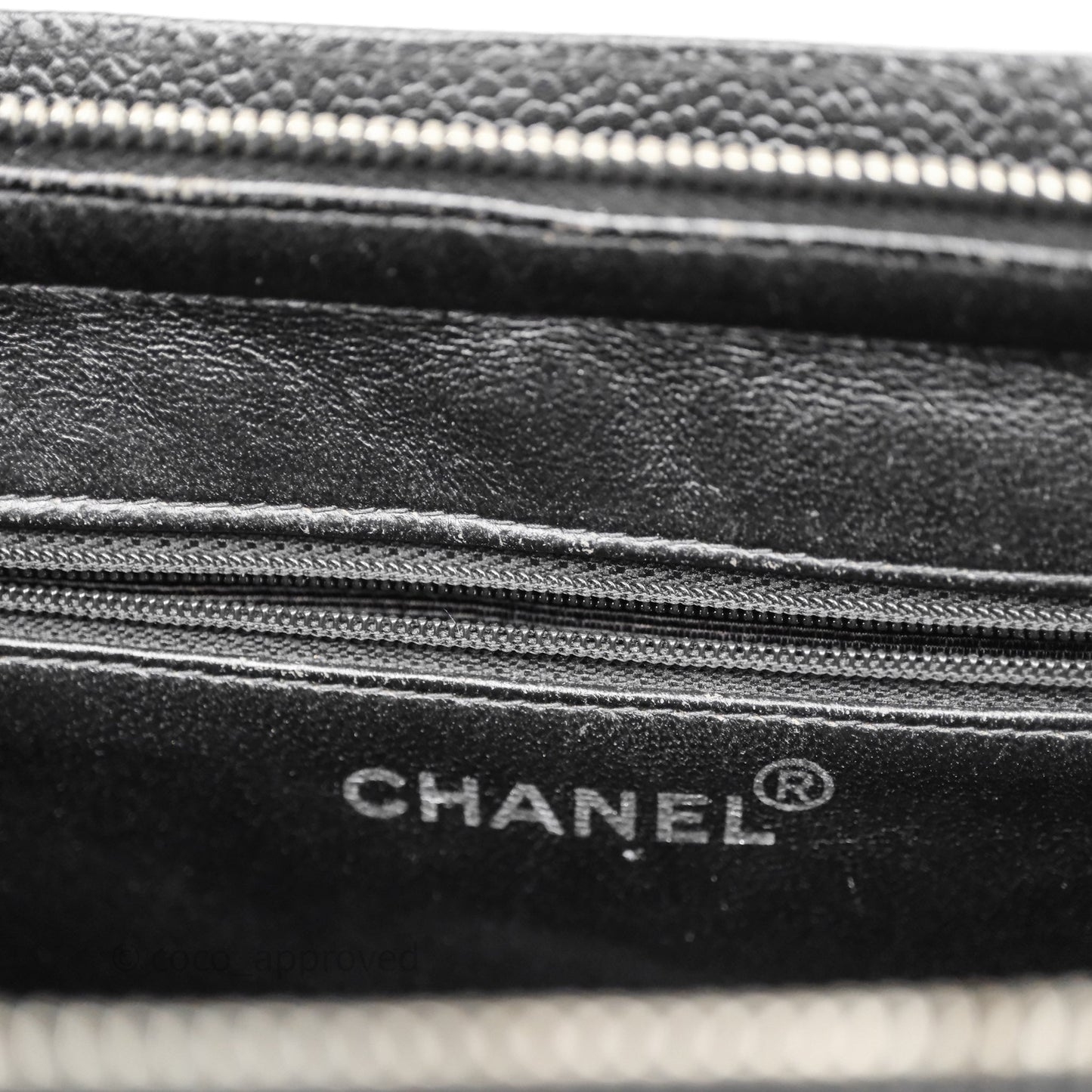 Chanel Vintage Tote Bag Black Caviar Silver Hardware