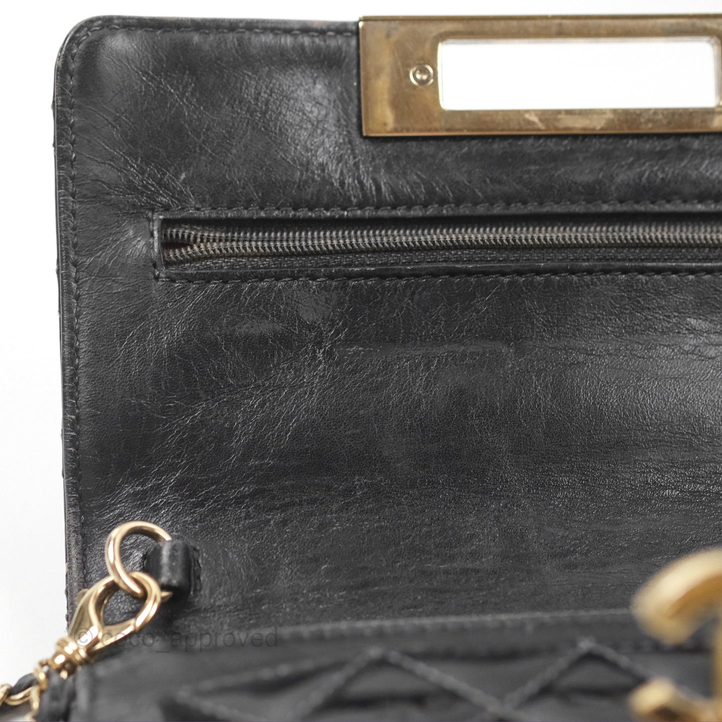 Chanel Golden Class Wallet On Chain WOC Black Patent Gold Hardware