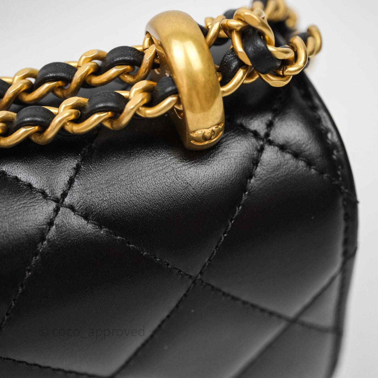 Chanel Mini Perfect Fit Adjustable Quilted Black Calfskin Aged Gold Hardware