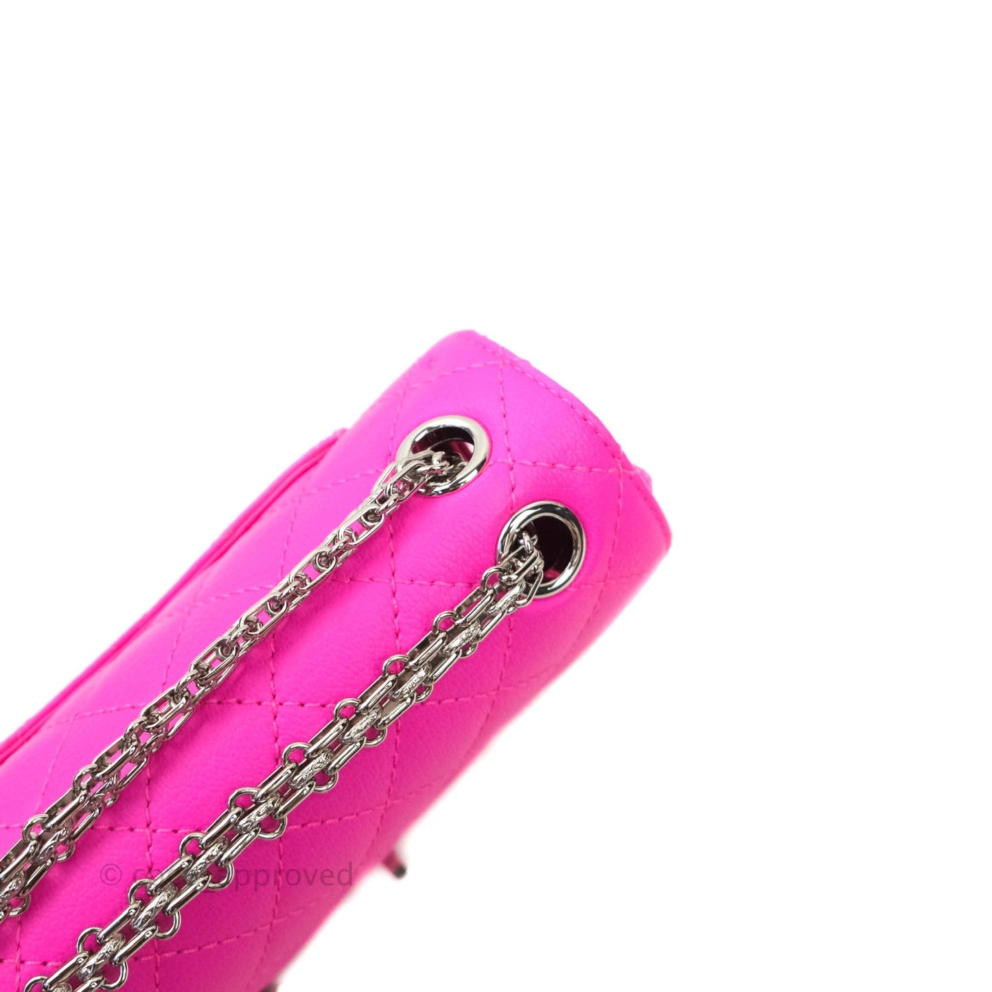 Chanel Mini Reissue 224 Fuchsia Neon Pink Goatskin Silver Hardware