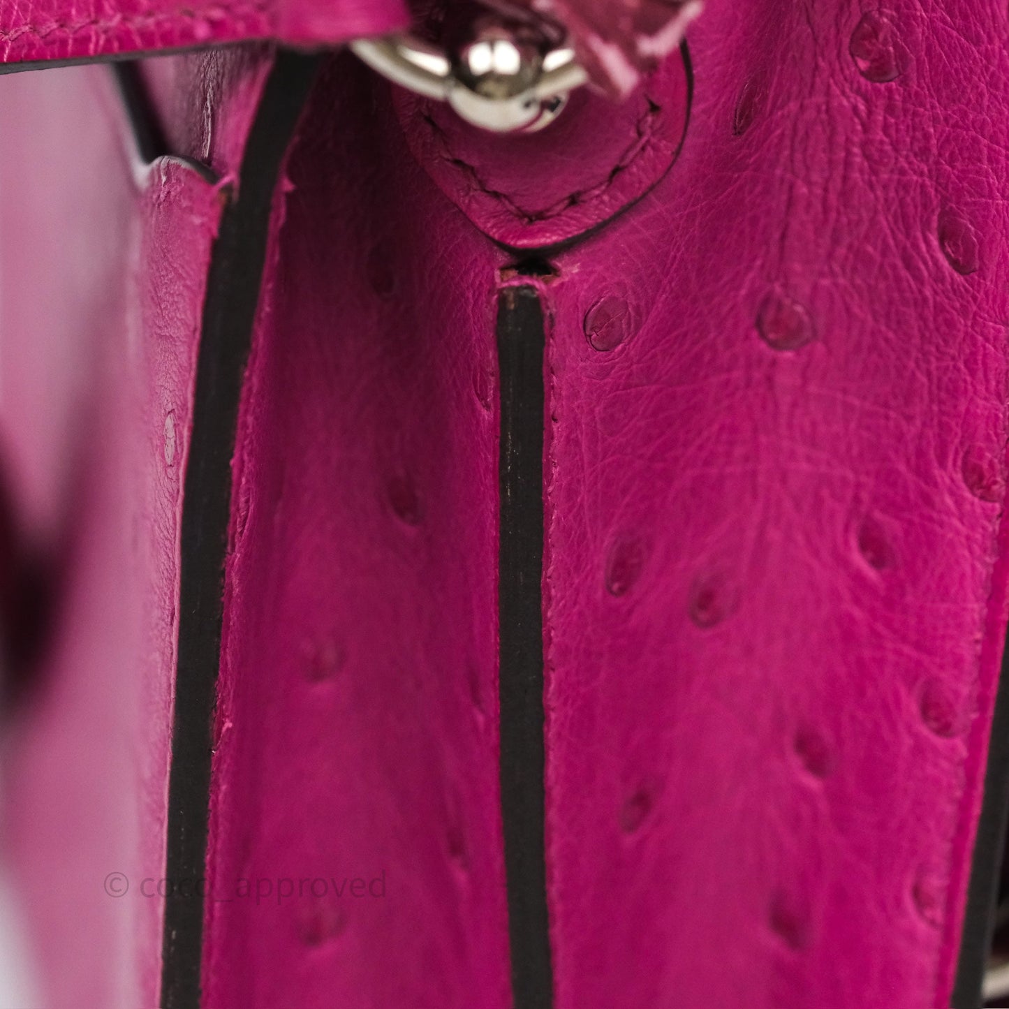 Hermès Roulis Mini 18 Rose Pourpre L3 Autruche Palladium Hardware