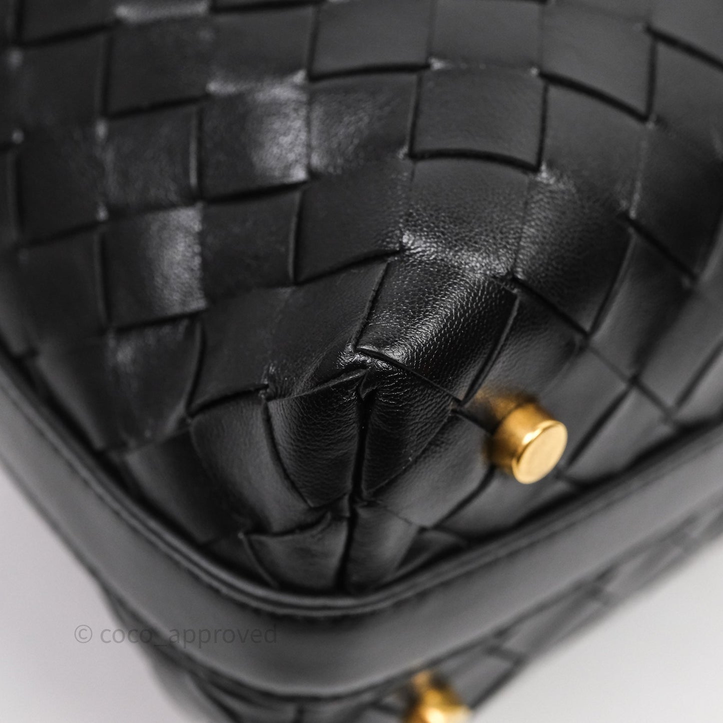 Bottega Veneta Mini Wallace Intrecciato Black Gold Hardware