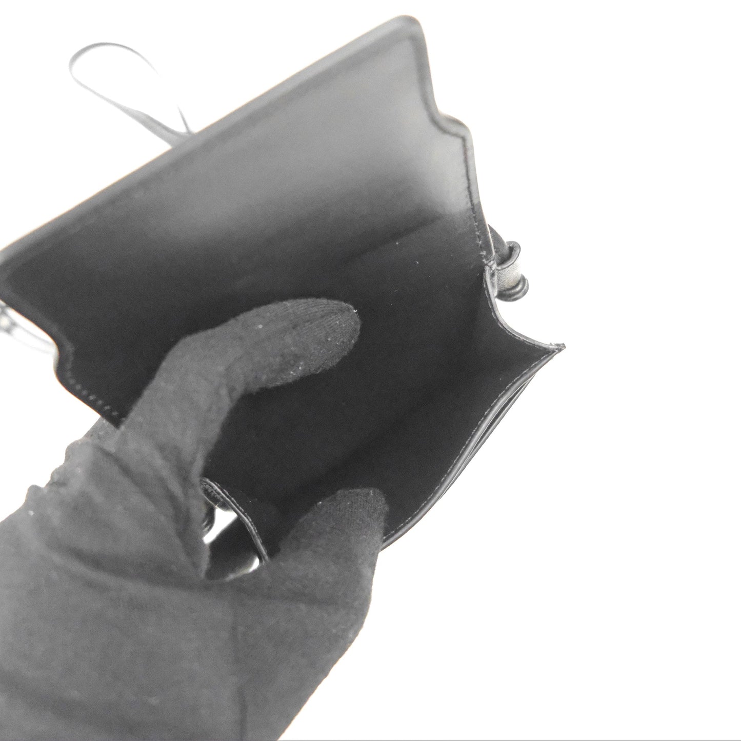 Celine Phone Pouch with Flap Black Triomphe Canvas Lambskin