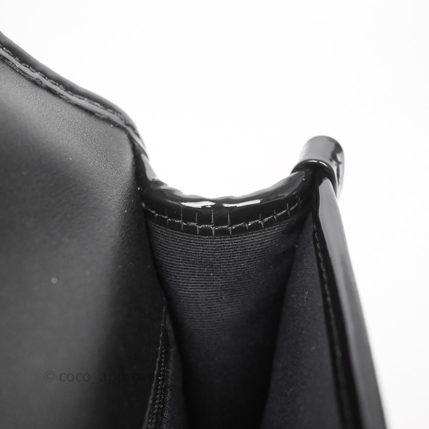 Chanel Mini School Memory Top Handle Flap Black Patent