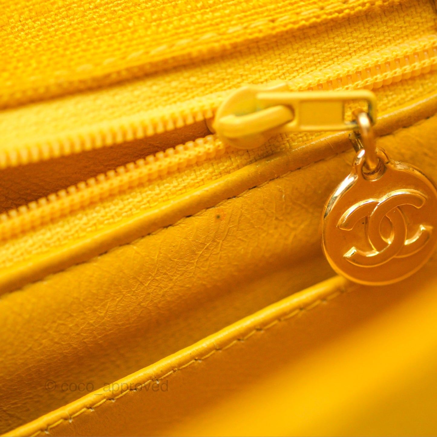 Chanel Vintage Small Classic Diana Flap Bag Yellow Linen Fabric 24K Gold Hardware