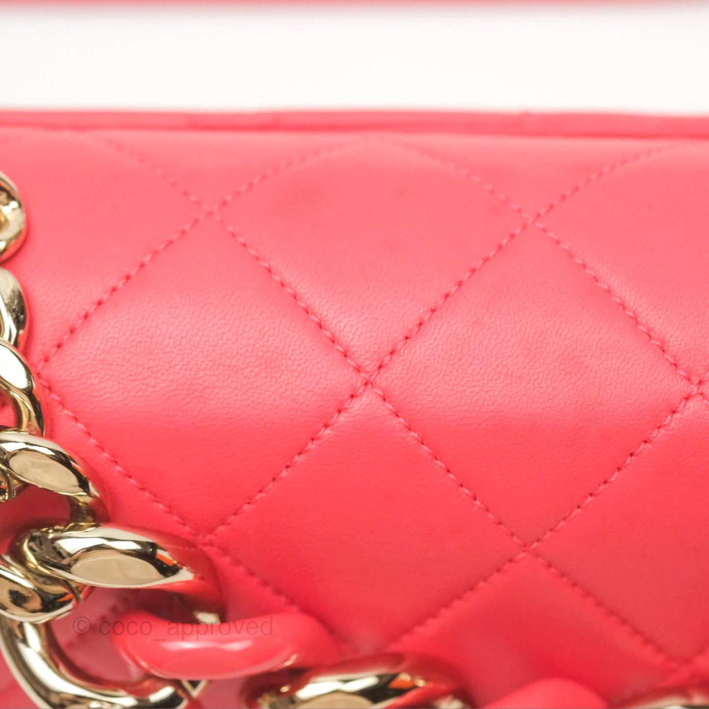 Chanel Quilted Resin Bi-Color Chain Flap Bag Dark Pink Lambskin