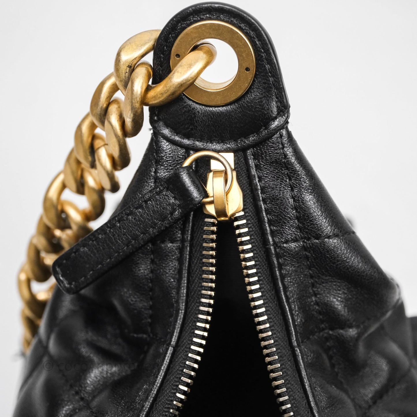 Chanel Small Quilted Trendy Double Pocket Hobo Black Lambskin Gold Hardware