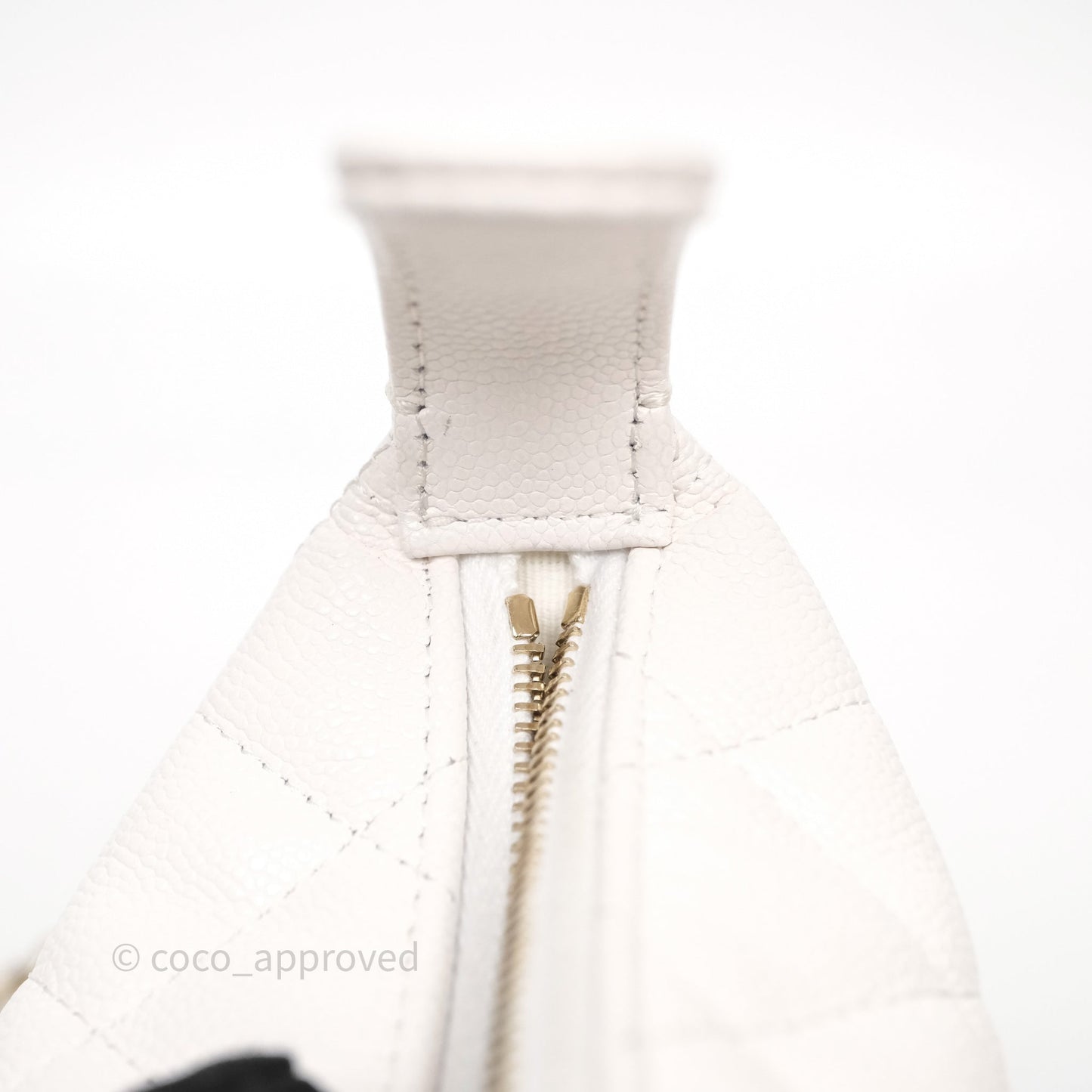 Chanel Quilted Hobo With Chain White Caviar Gold Hardware