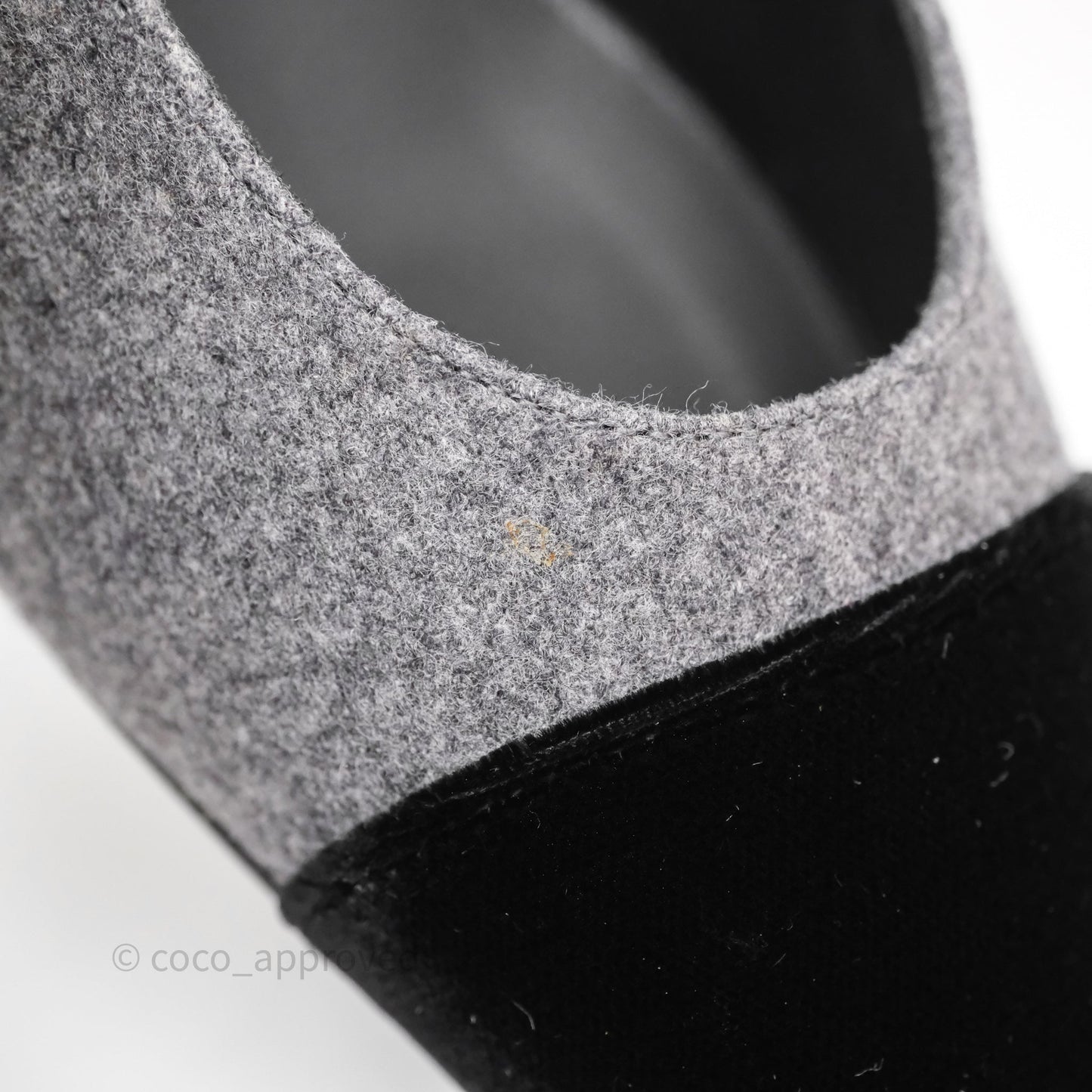 Chanel Slingbacks Heels Grey Felted/ Black Velvet Size 38