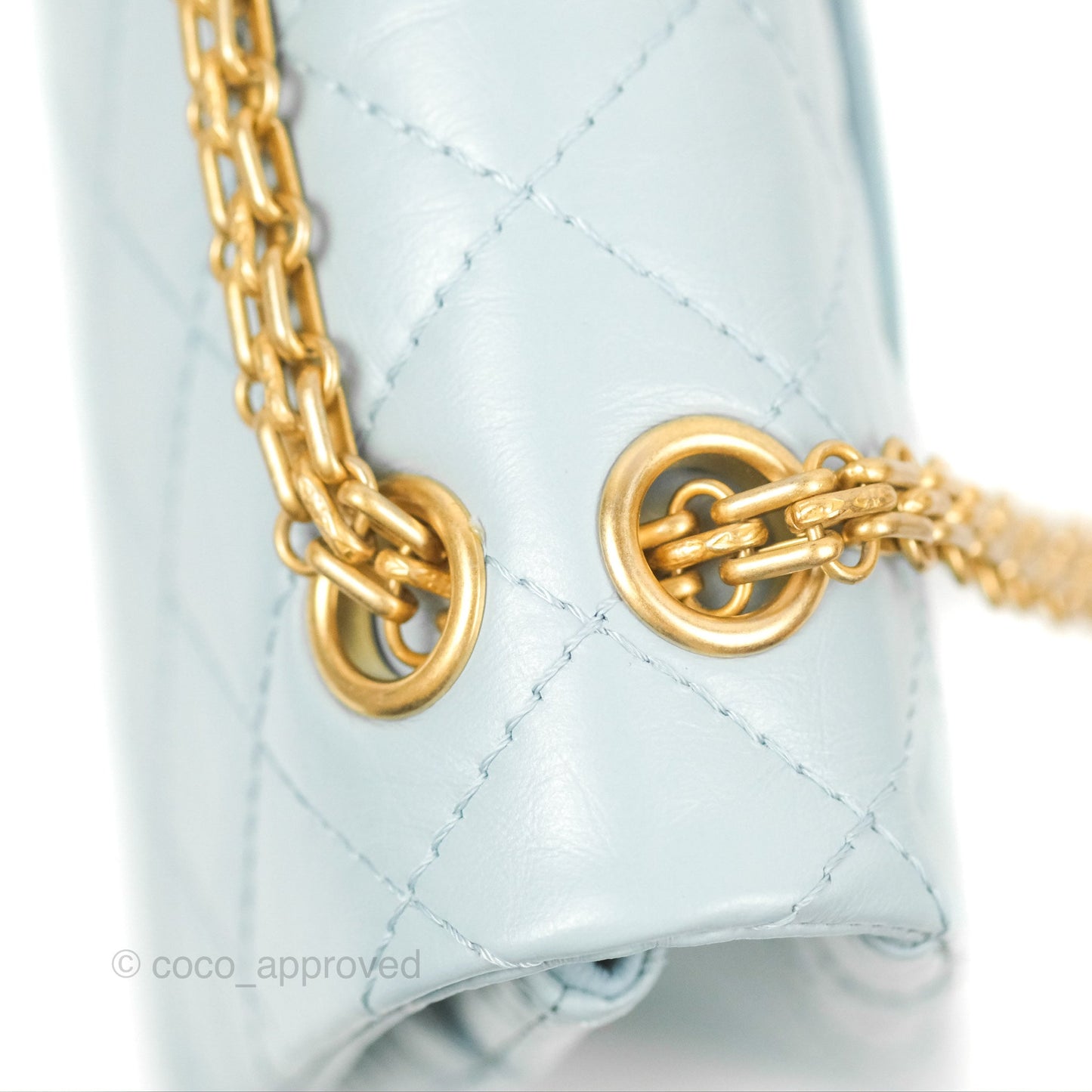 Chanel Reissue 226 Quilted Light Blue Aged Calfskin Gold Hardware